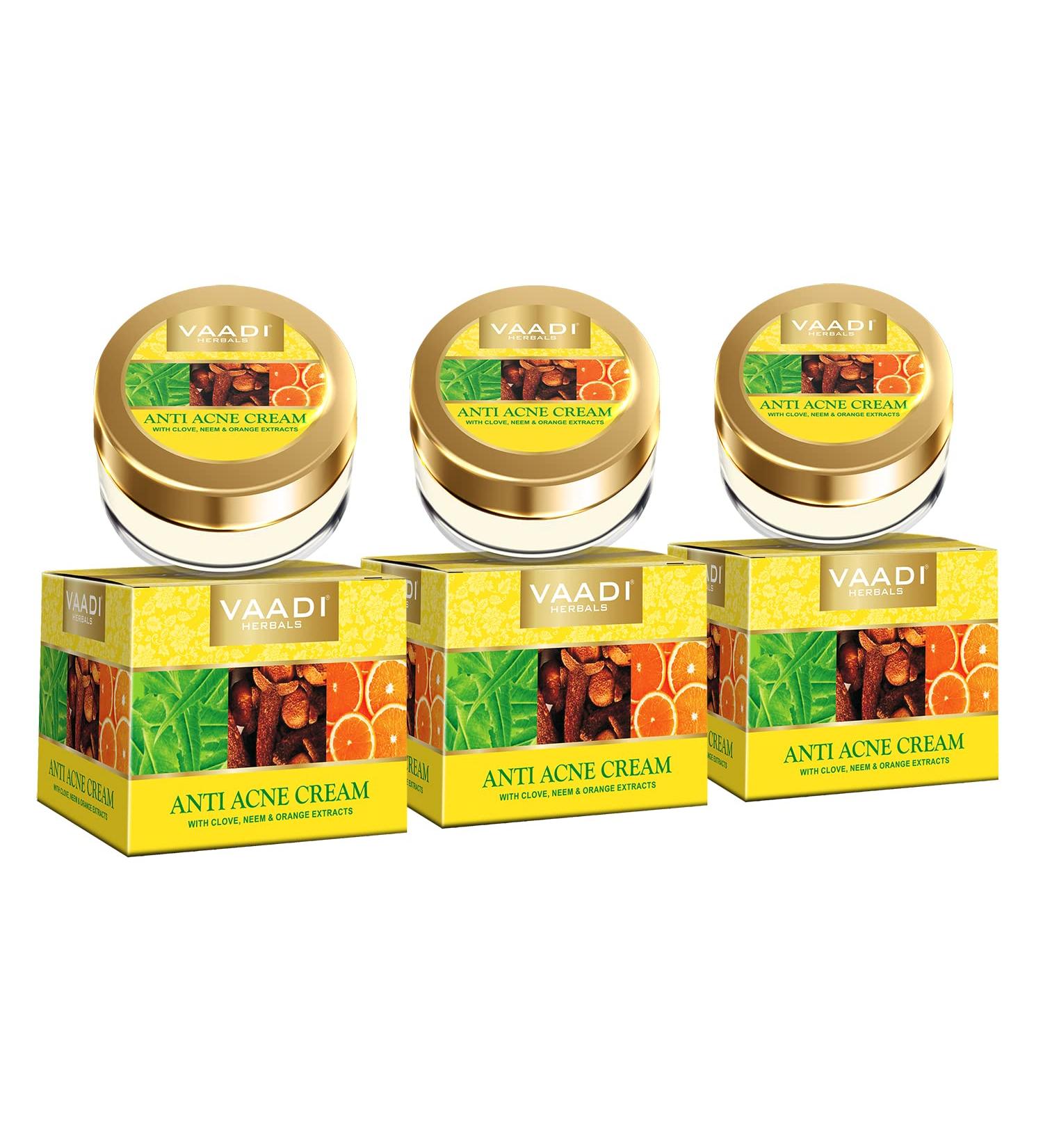 Buy Vaadi Herbals Anti Acne Cream - Clove & Neem Extract 30g x 3 | Effective Acne Treatment & Skin Care - Buy Online on GoSupps.com