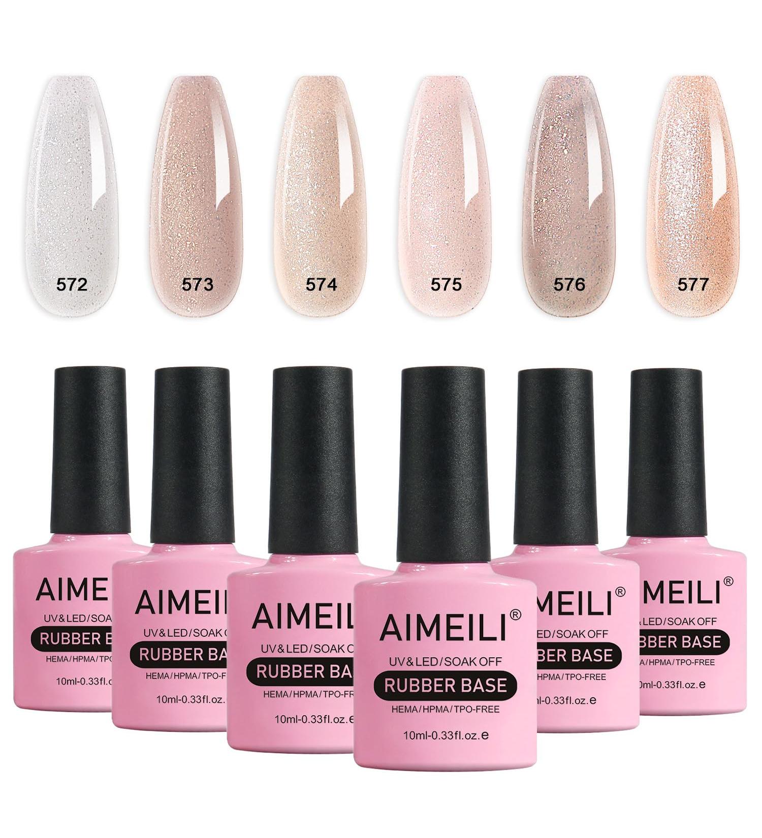 AIMEILI 5 in 1 Rubber Base Gel Set - Sheer Pink Nude Color Gel Nail Polish Kit 51 - Buy Online on GoSupps.com