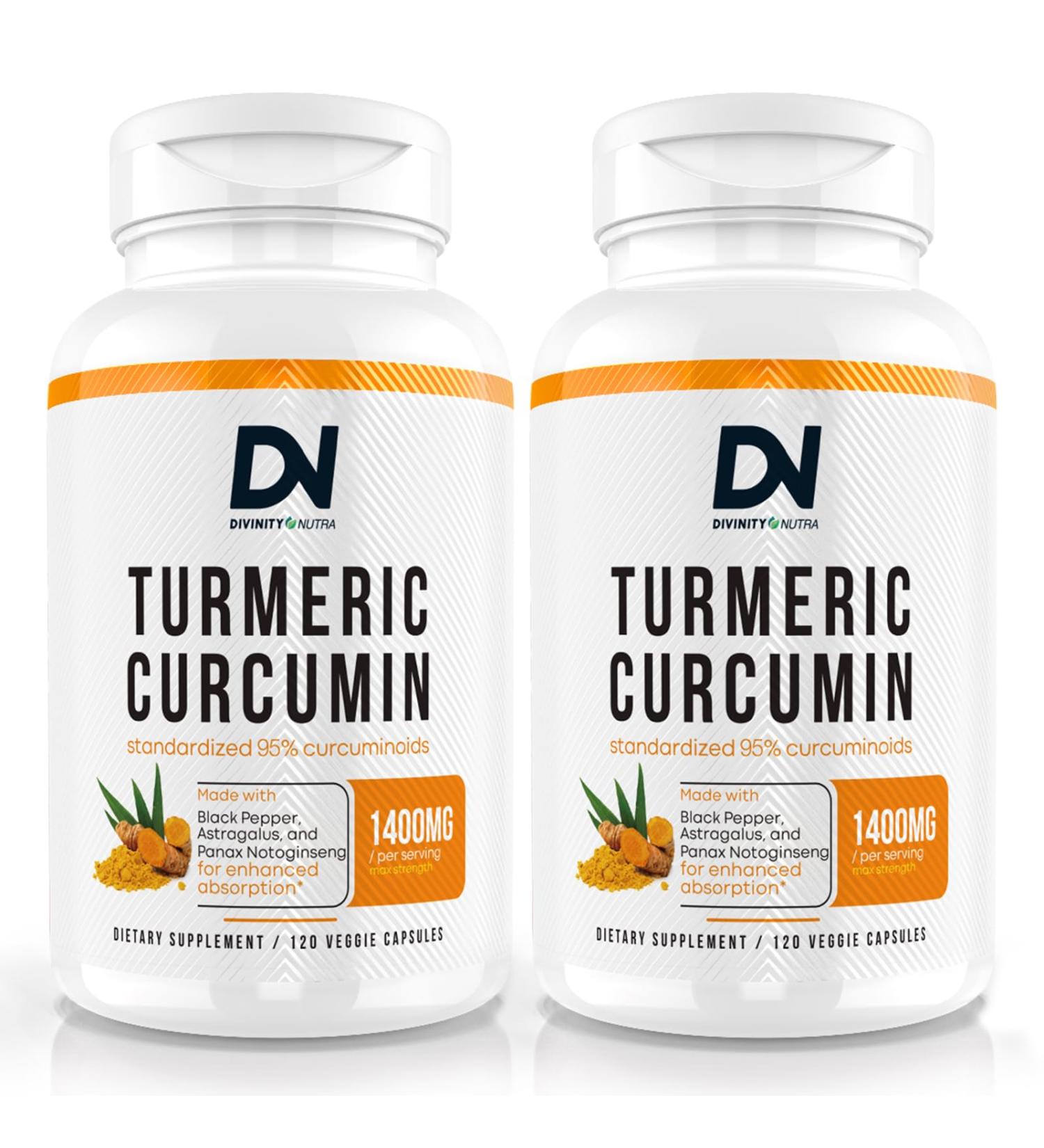 Turmeric Curcumin with BioPerine Black Pepper 1400mg Support GLP-1 Naturally Max Absorption Turmeric for Joint Support with 95% Standardized Curcminoids C3 Complex 2 Bottles 120 Capsules Each - Buy Online on GoSupps.com