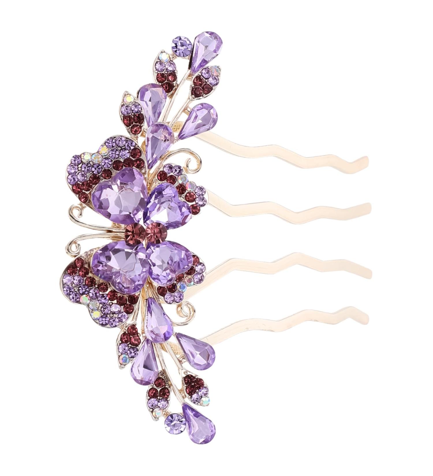 Angoily Hair Comb Hair Accessories for Girls Wedding Hair Flowers Bridal Hair Clips Hair Accessories for Women Hair Barrettes Rhinestone Hair Clips Metal Purple Decorate Mother Rhinestones - Buy Online on GoSupps.com