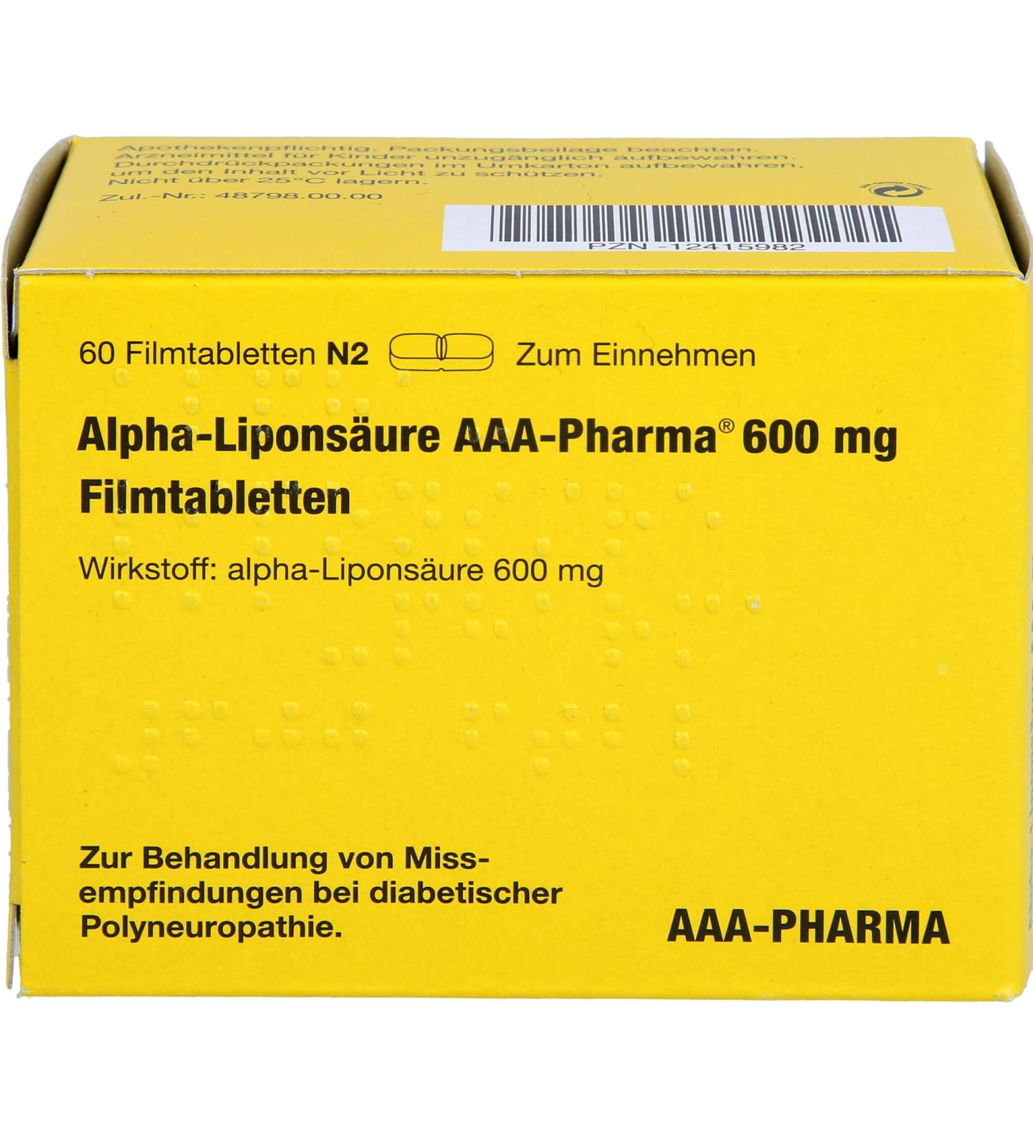 Buy Alpha Lipoic Acid AAA Pharma 600 mg - High-Quality Film-Coated Tablets for Optimal Health | International Shipping Available - Buy Online on GoSupps.com