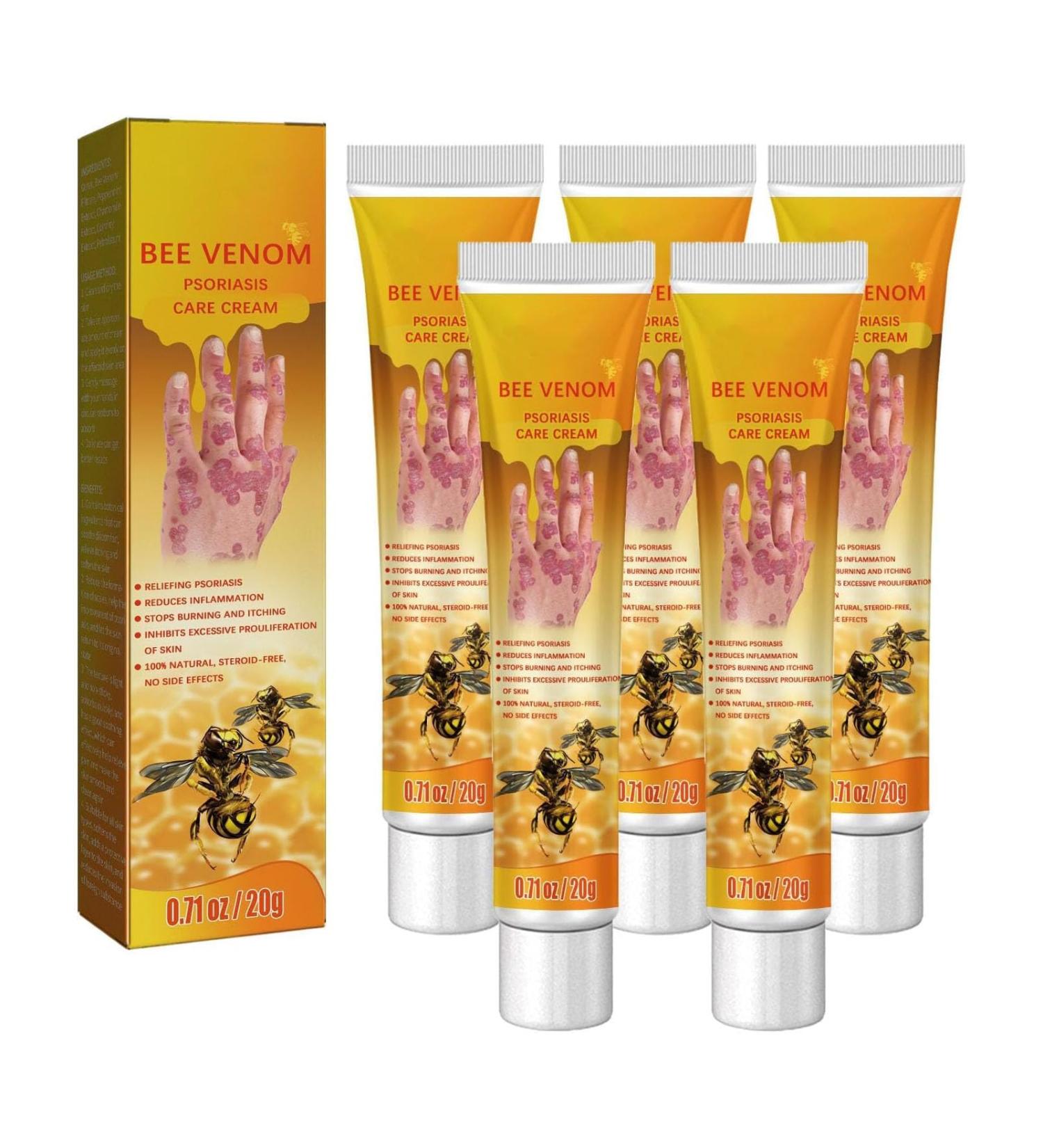 Tonkog Bee Venom Psoriasis Treatment Cream - Soothing and Moisturizing Skin Therapy (5 PCS) - Buy Online on GoSupps.com
