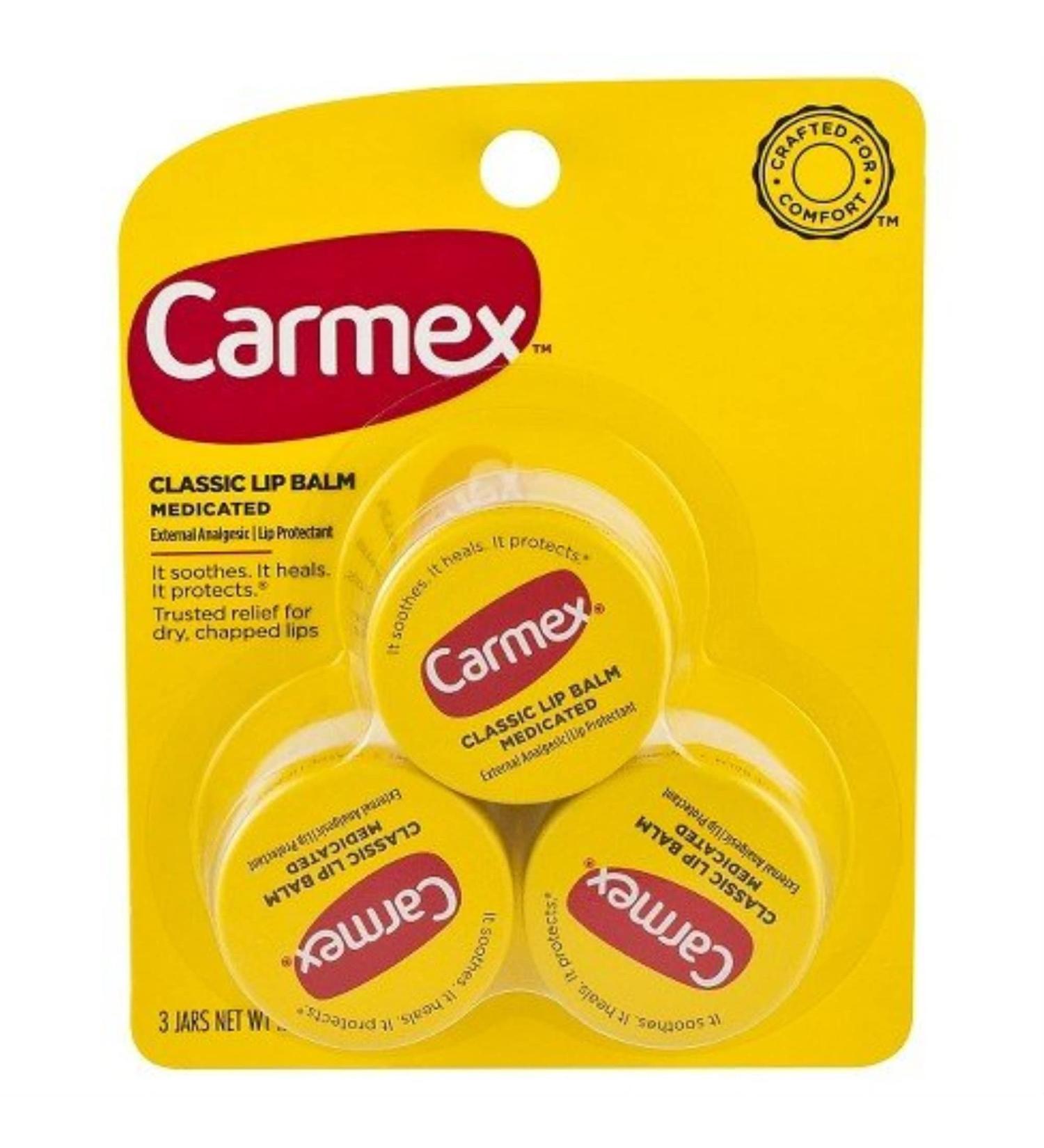 Carmex Classic Lip Balm Medicated 3Pack Classic 3 Count (Pack of 1)