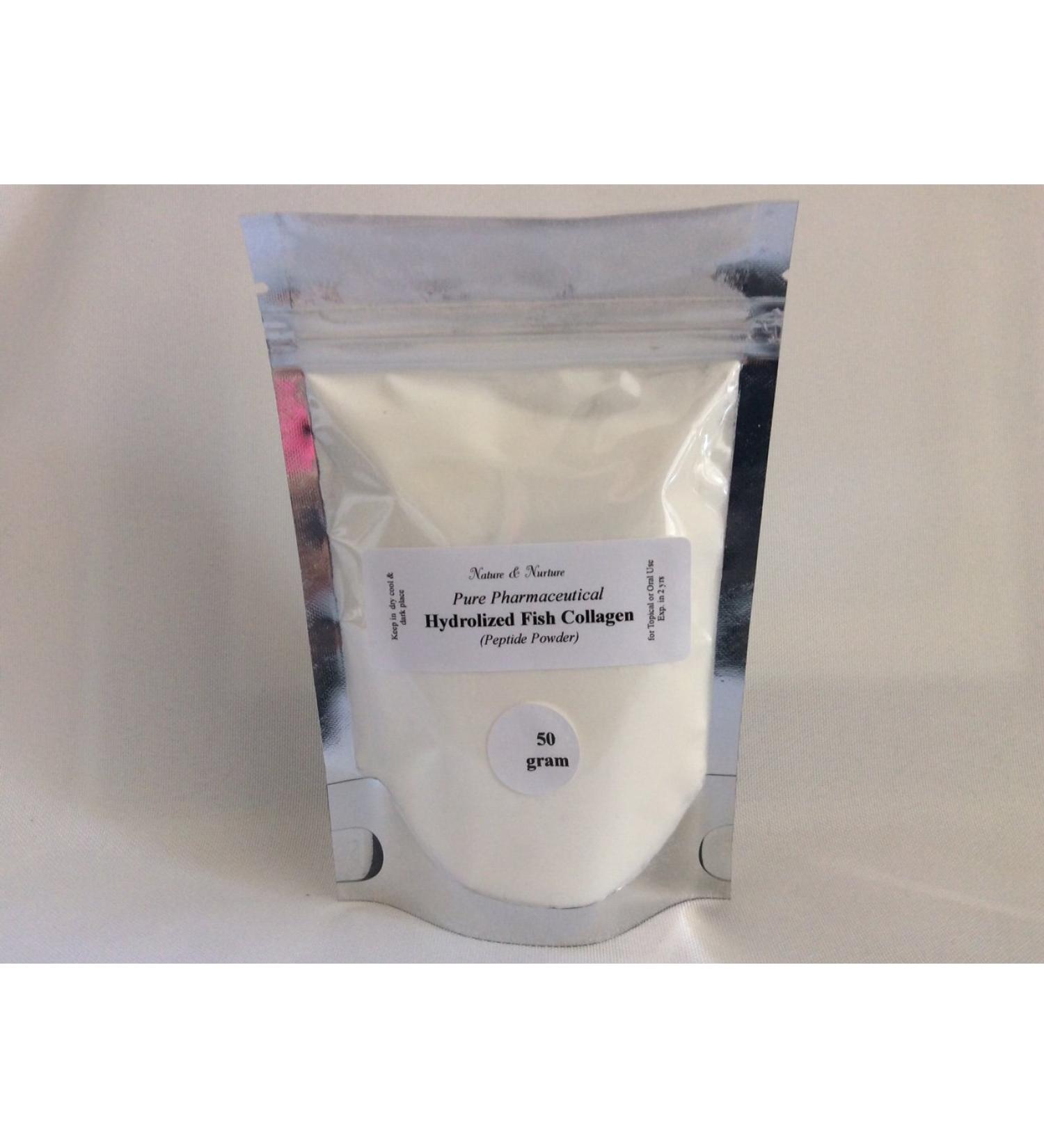 HYDROLIZED Fish Collagen PEPTIDE Powder 50gm (Low Molecular Weight) for Beautiful Younger Looking firmer Skin.