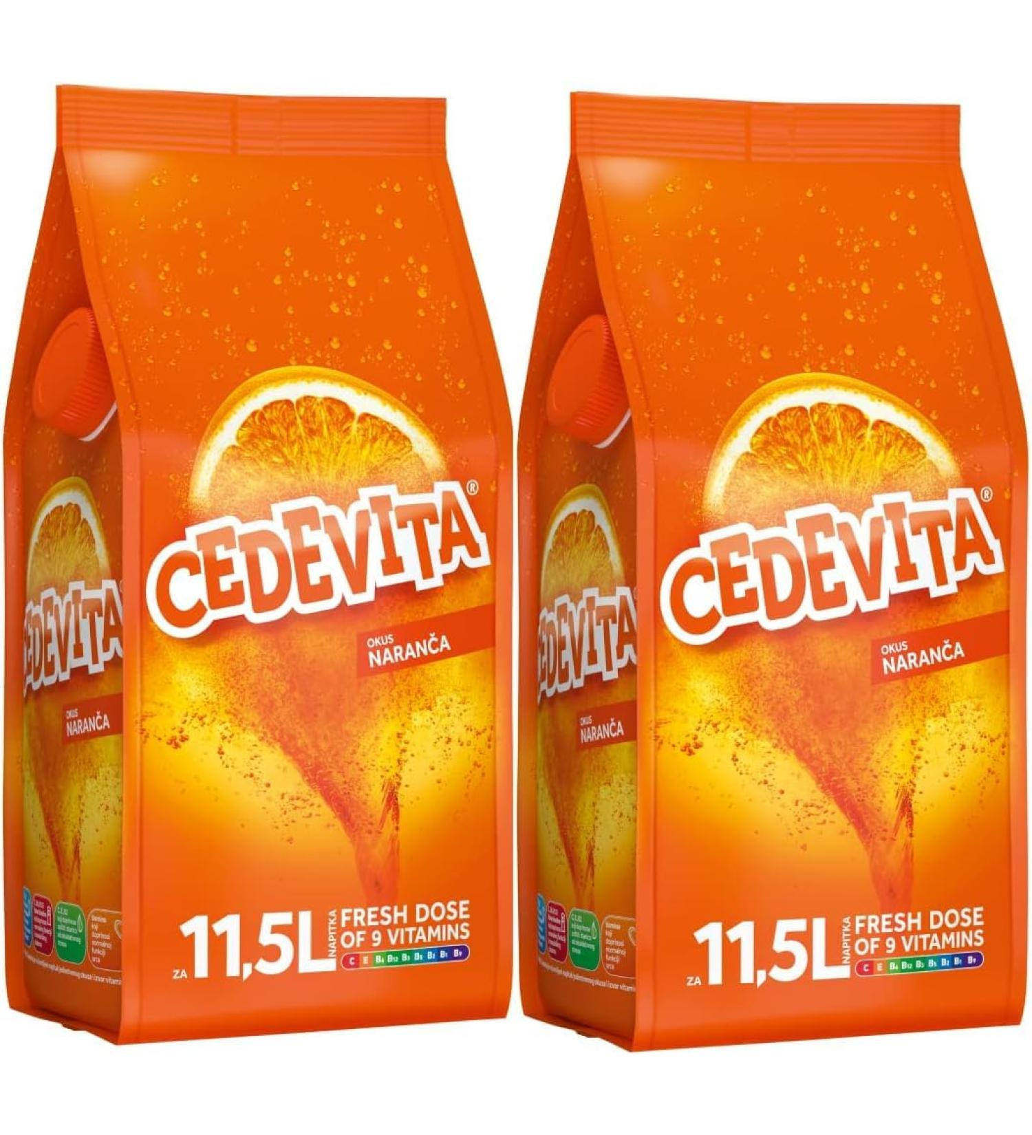 Cedevita orange 2 x 1 kg naranca effervescent powder with 9 vitamins for 26L non-alcoholic drinks - Buy Online on GoSupps.com