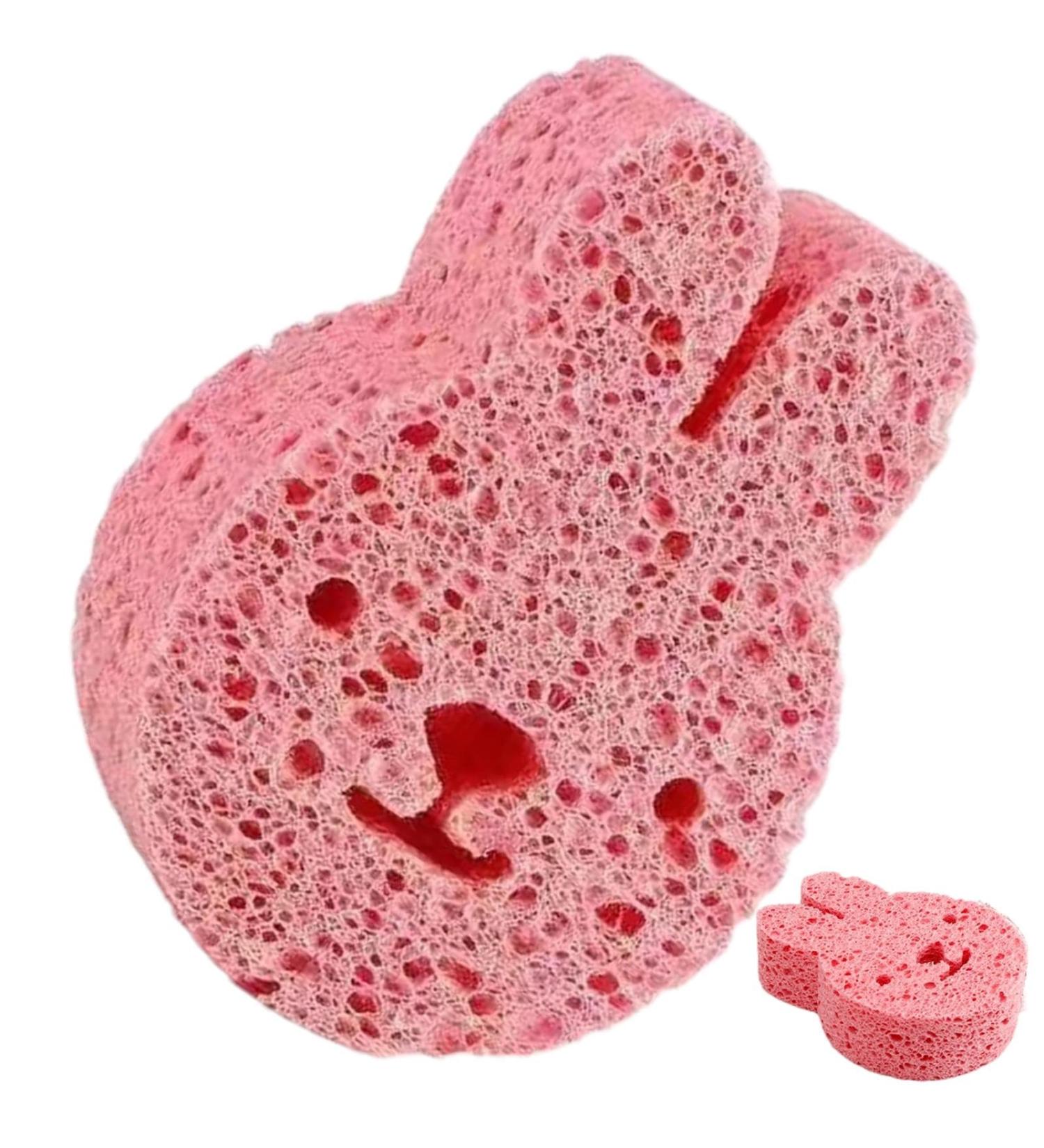 Neamou Baby Sponge for Bathing | Soft Baby Body Wash Scrubber Wood Pulp Sponge Shower Sponge Dead Skin Remover Cute Shower Brush Bath Supplies for Toddler Kids Baby Pink - Buy Online on GoSupps.com