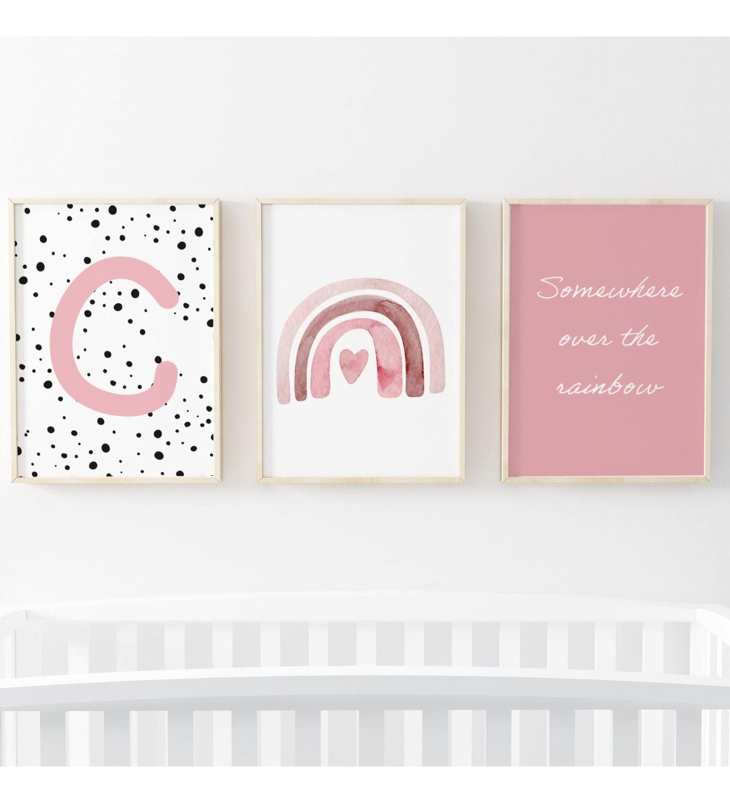 Pompom Prints Set: Rainbow Nursery Decor - Scandi Boho Style | Set of 3 Girls Bedroom Prints | Playroom Wall Art - A4 Size - Buy Online on GoSupps.com