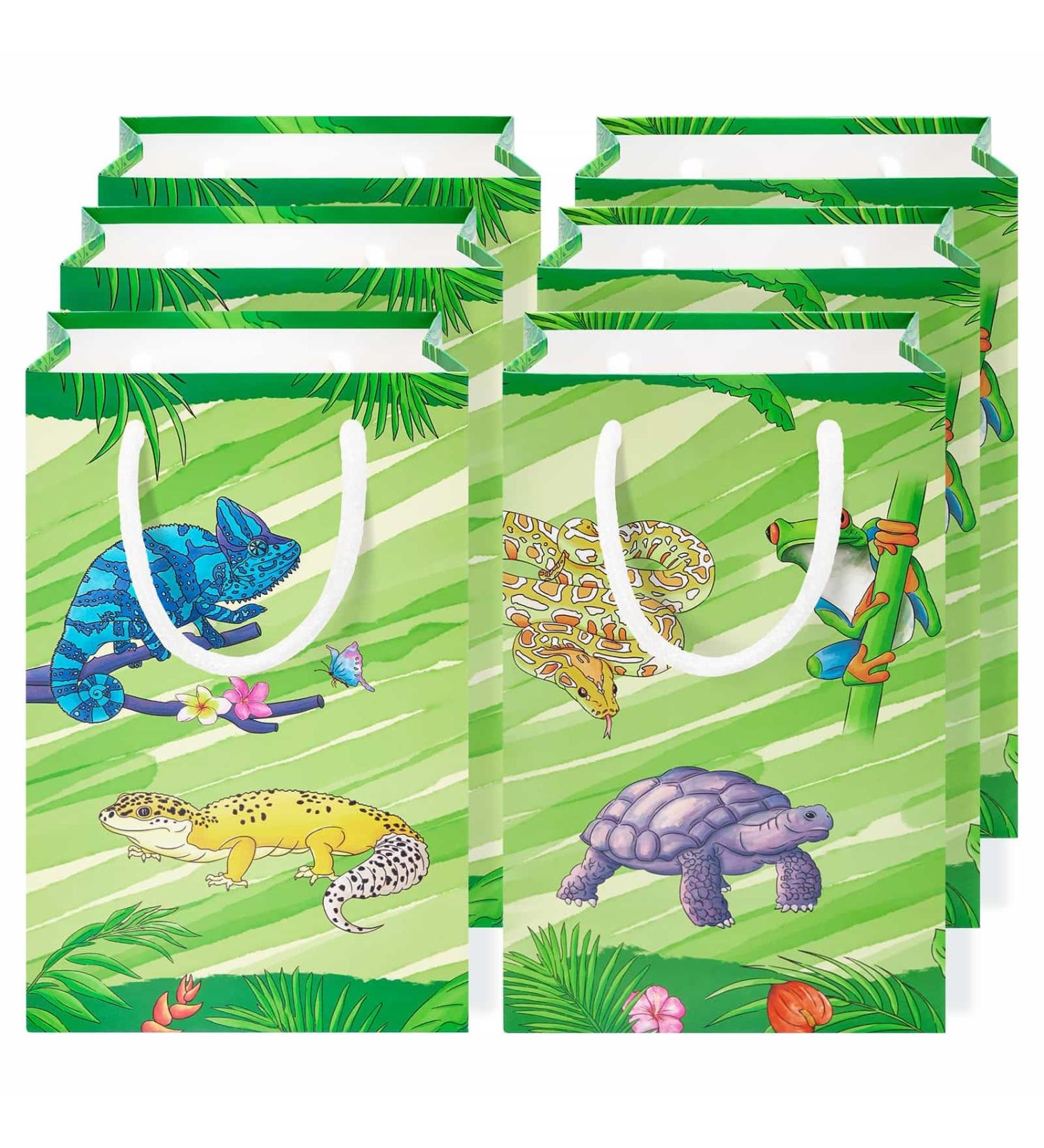 WERNNSAI Reptile Party Favor Bags - 16 PCS Reptile Birthday Party Supplies Gift Bags with Handles for Kids Boys Snakes Leopard Turtle Goodie Bags for Reptile Theme Camping Party Baby Shower Decoration - Buy Online on GoSupps.com