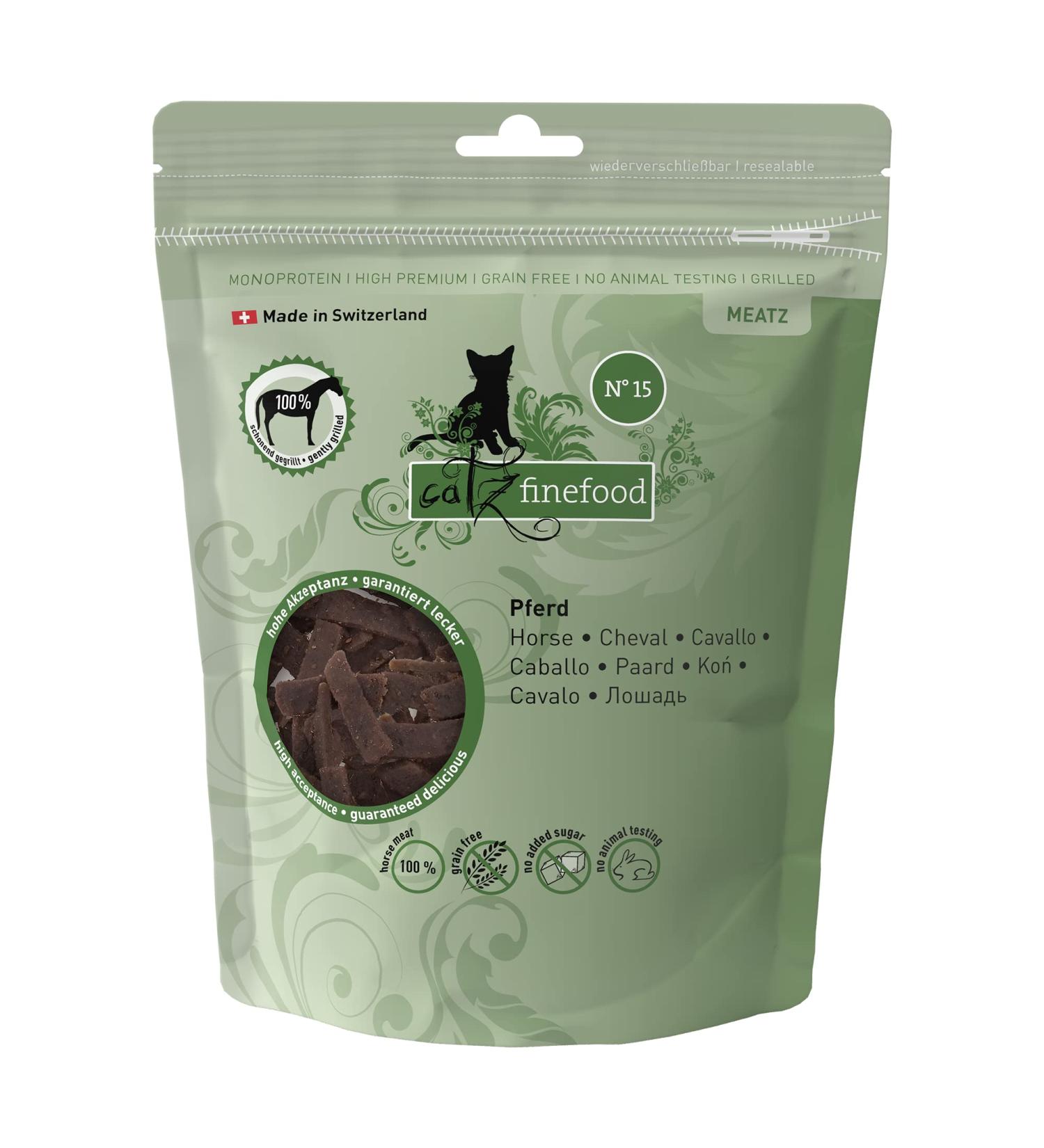 Catz Finefood MEATZ CATTIONS Horse N 15 - 100% Horse Meat Cat Snack Grain-Free Sugar-Free Ideal for Allergies (45g) - International Shipping Available - Buy Online on GoSupps.com