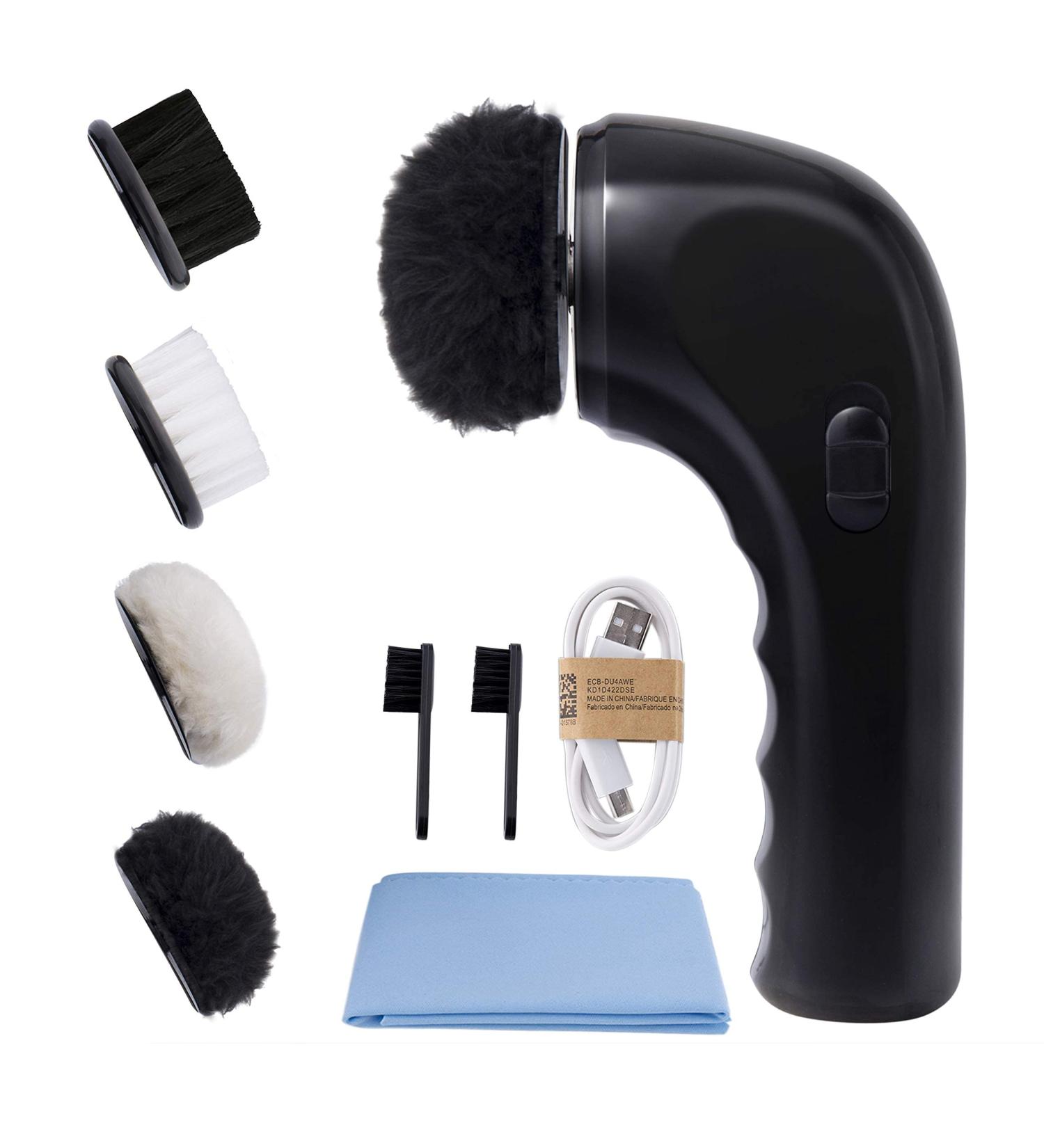 Sansent Electric Shoe Shine Kit - Wireless Leather Care Brush for Dark Black Shoes - Buy Online on GoSupps.com