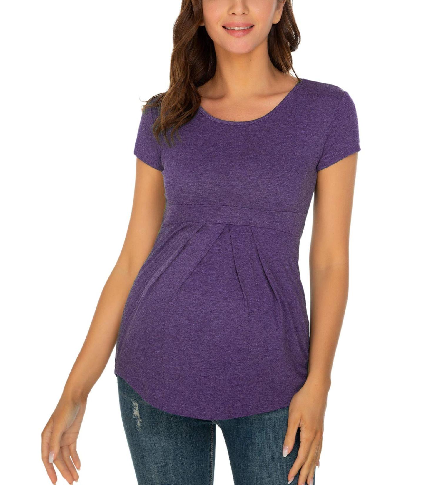 Love2Mi Maternity Nursing Shirt - Layered Design Wrap Top in Purple - Buy Online on GoSupps.com
