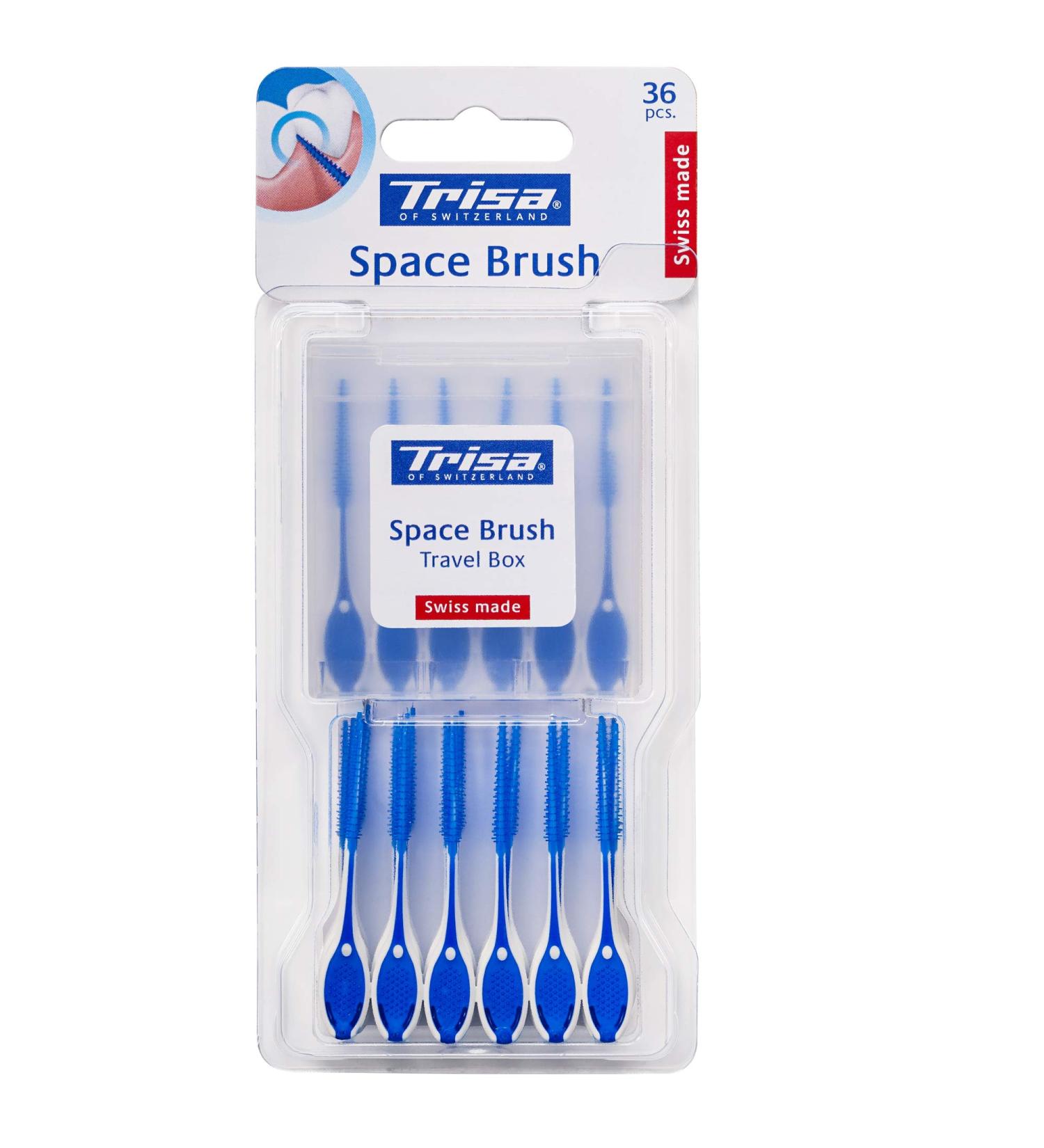 TRISA Space Brush interdental brush without metal for gentle cleaning between the teeth 36 pieces Swiss made blue