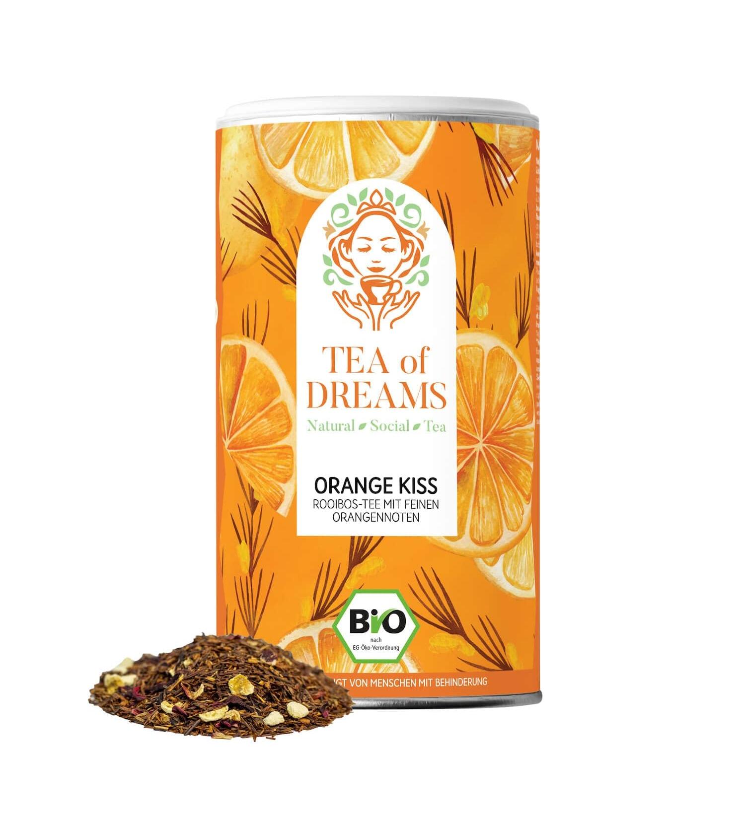  Tea of Dreams Organic Rooibos Tea - "Orange Kiss" Rooibos Tea with a hint of orange - Loose Leaf Tea - 80g - Buy Online on GoSupps.com