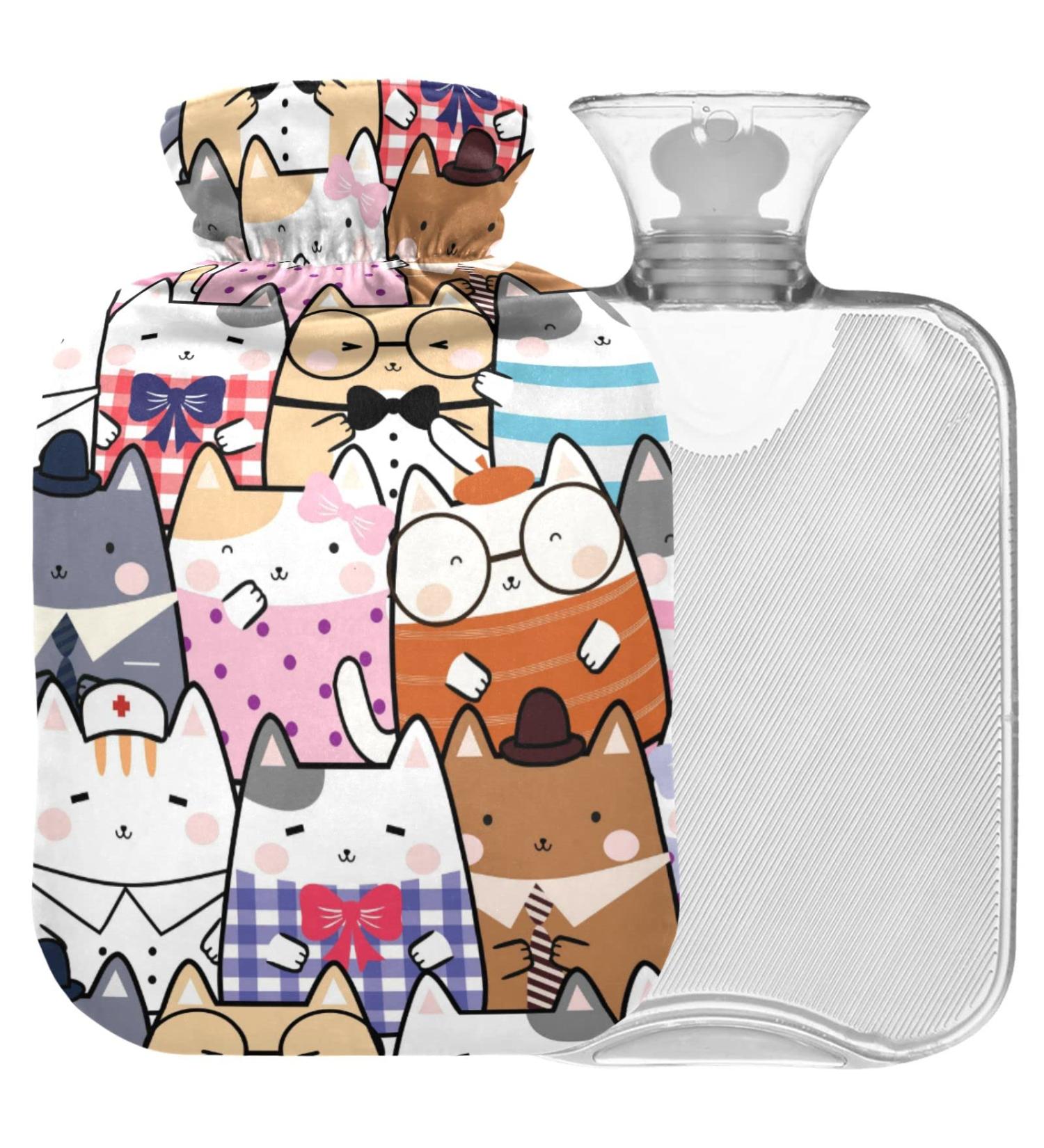 Buy Naanle Cute Cat Hot Water Bottle - 2L for Warm & Cold Therapy Large Transparent Design for Pain Relief | Ideal for Bed Hands & Feet - Buy Online on GoSupps.com