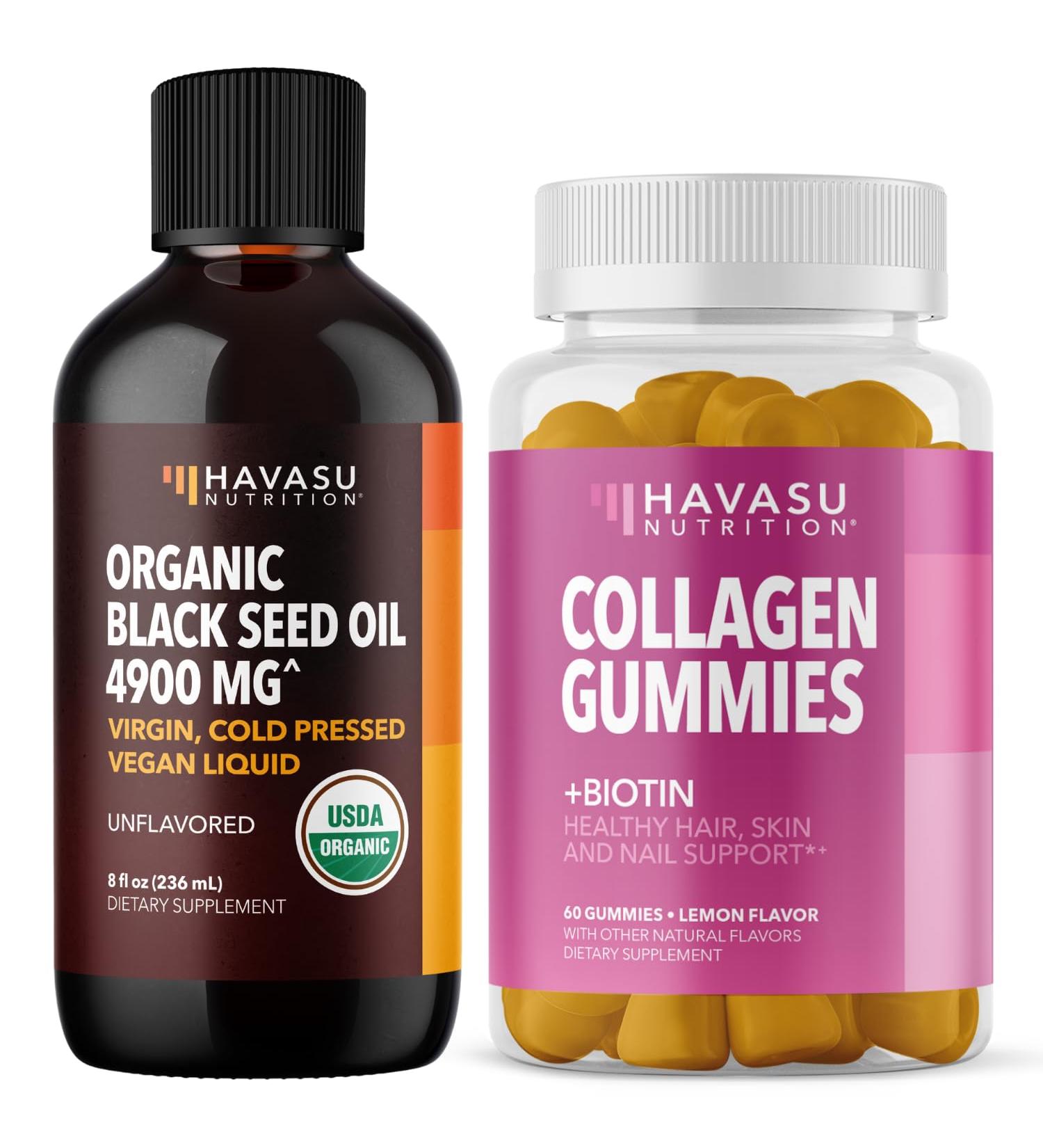 HAVASU NUTRITION Organic Black Seed Oil Liquid + Collagen Gummies Bundle - Buy Online on GoSupps.com