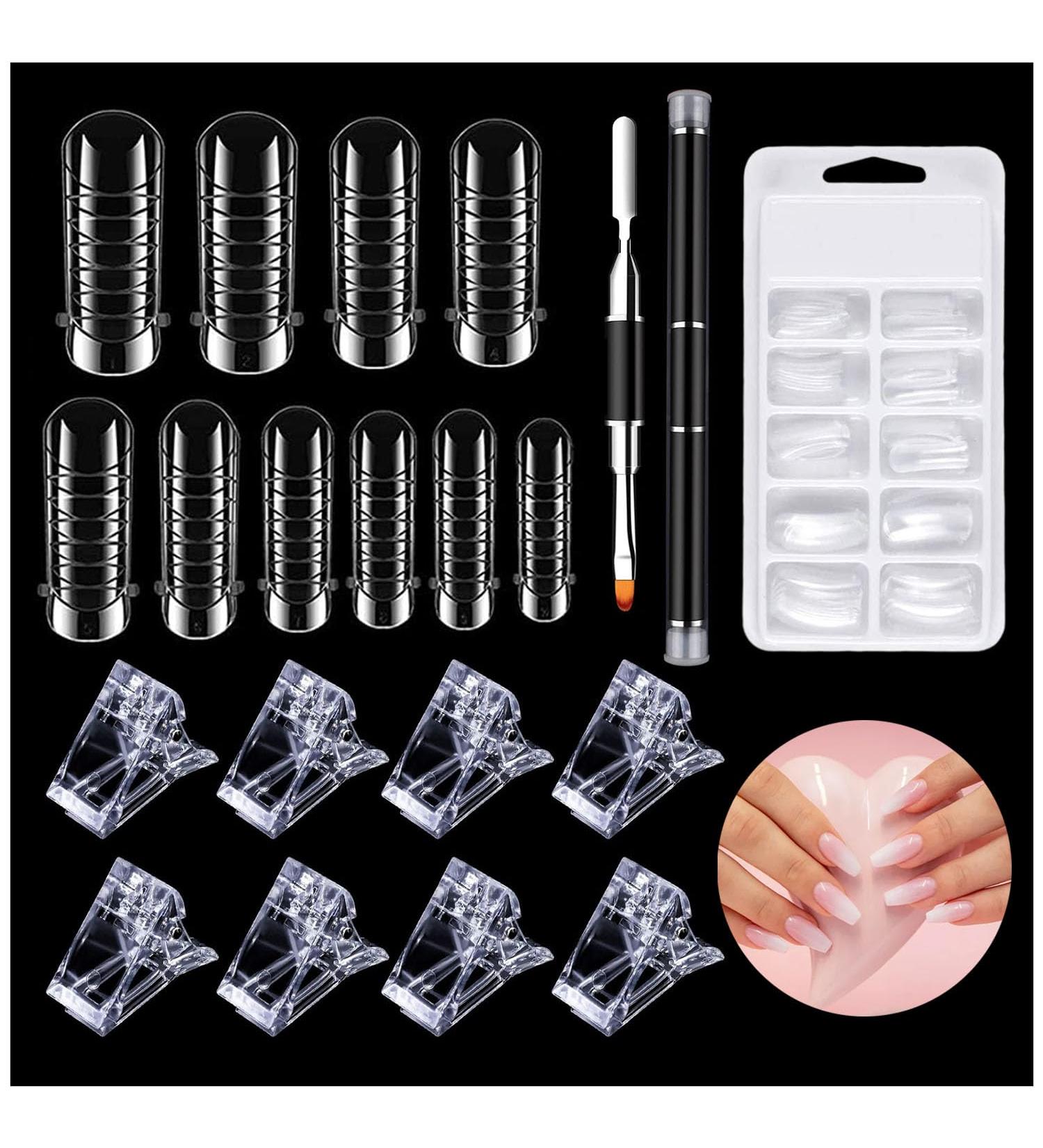 100-Piece Dual Nail Forms Set | Nail Extension Gel Forms & Double-Ended Brush for UV Acrylic Nail Tools - Buy Online on GoSupps.com