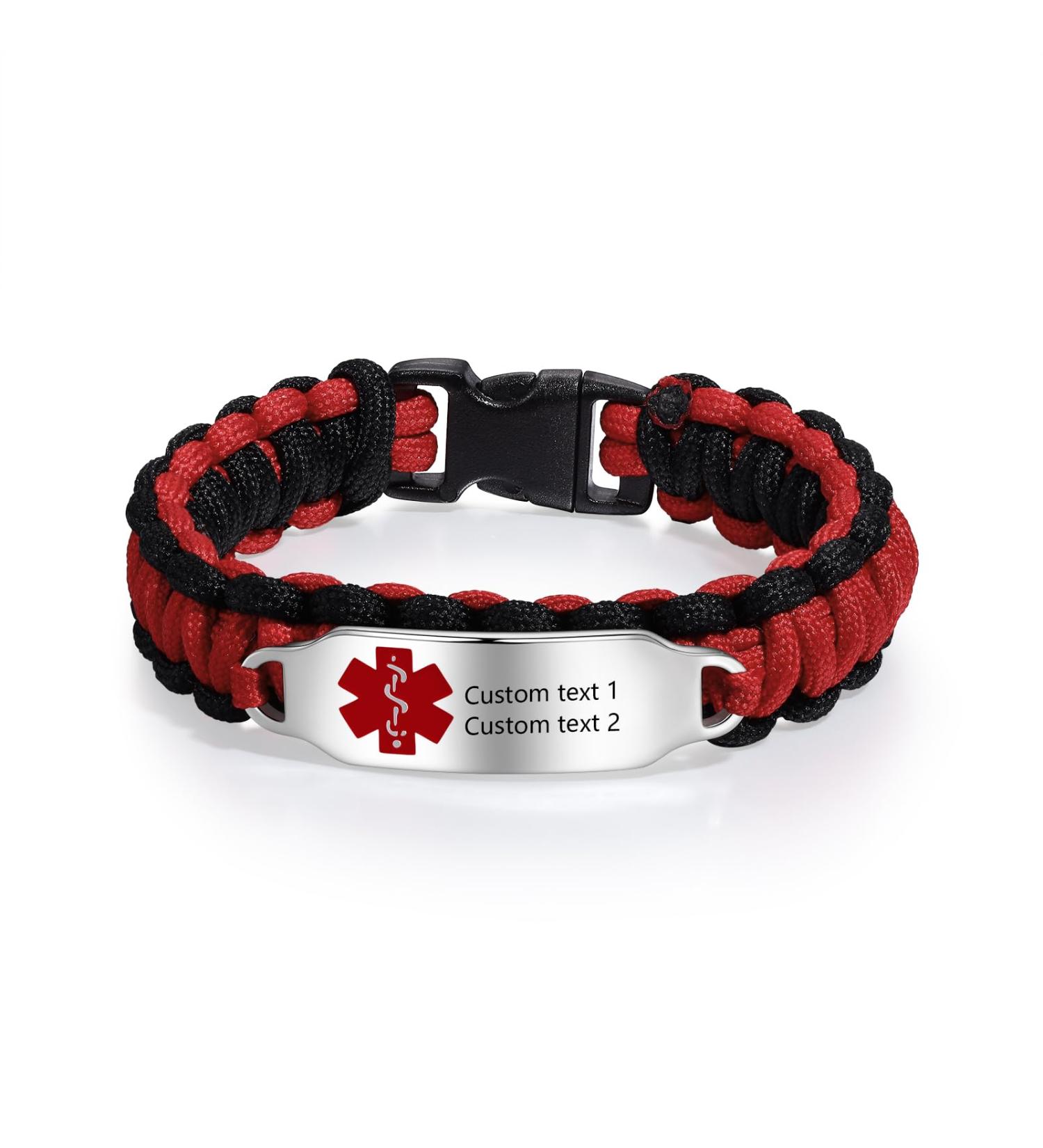 Emergency Medical Alert Bracelets - Custom Engraved Titanium Steel | Adjustable Non-Tarnish Gift for Men & Women - Buy Online on GoSupps.com