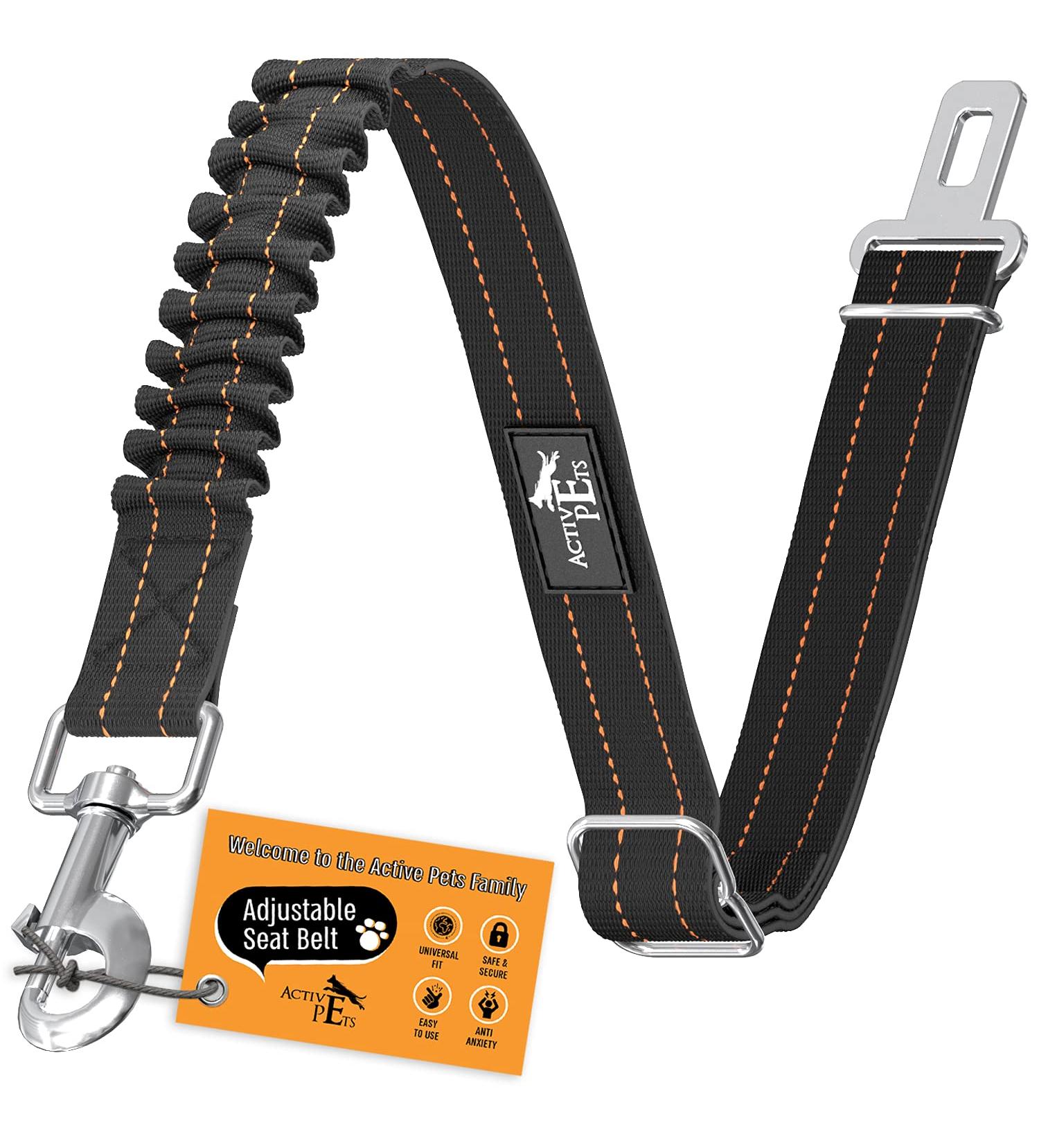 Active Pets Dog Seatbelt - Adjustable Safety Harness for Car - Durable Seat Belt for Large, Medium & Small Dogs - Orange (1 Pack) - Buy Online on GoSupps.com
