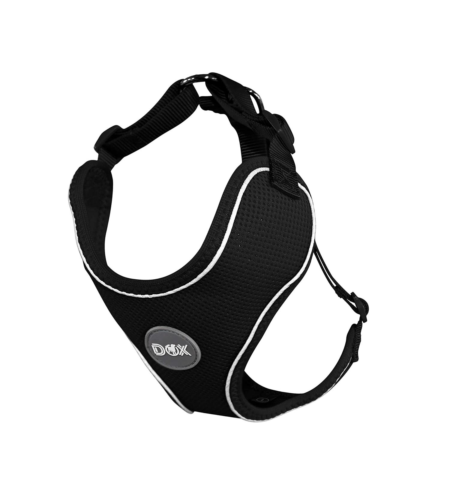 DDOXX Reflecting Airmesh Step-in Dog Harness - Adjustable XL for All Sizes | Black (Neck 42-58 cm Breast 52-76 cm) - Perfect for Puppies and Small Dogs - Buy Online on GoSupps.com