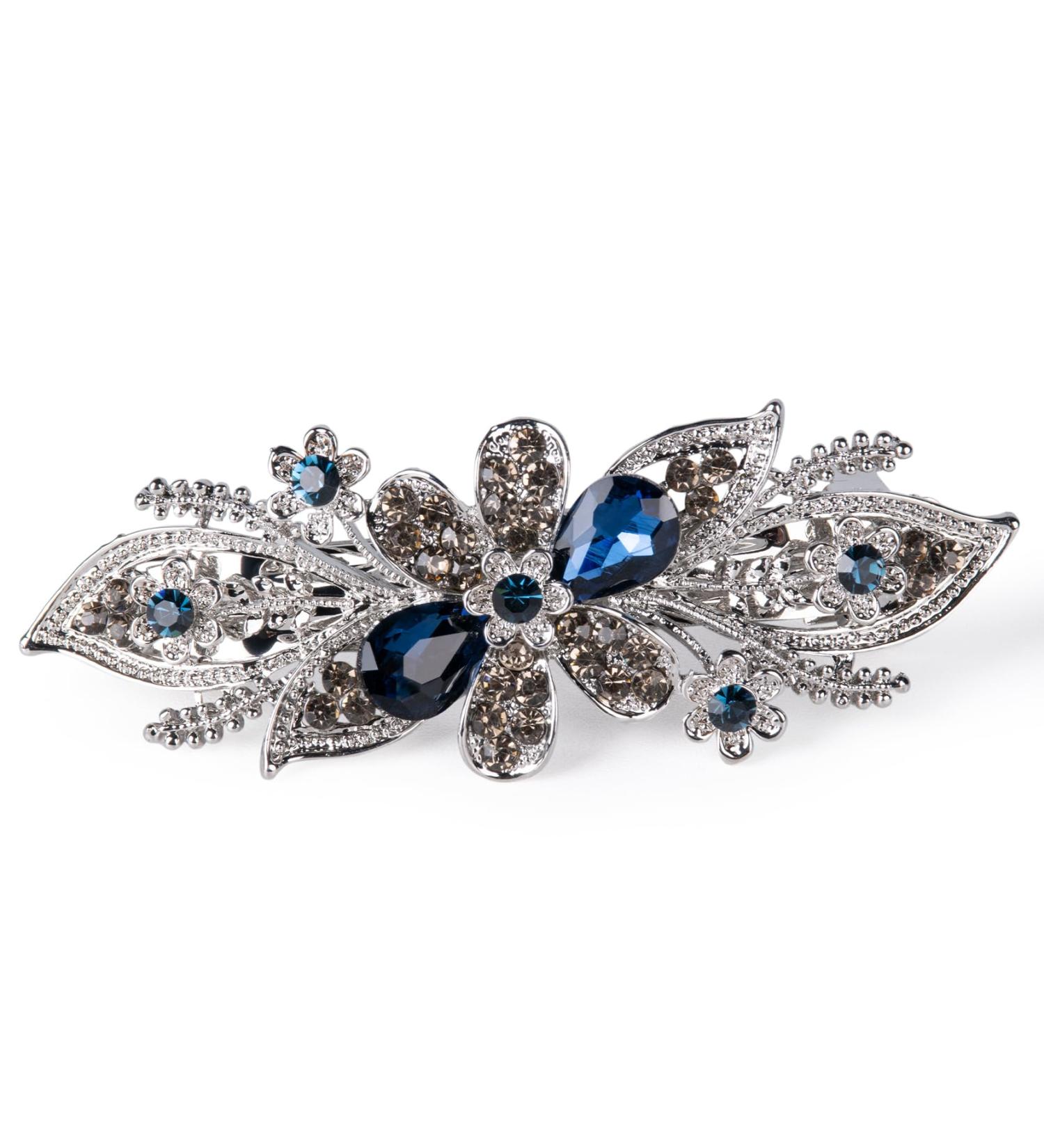 Dalababa Dark Blue Rhinestone Flower Hair Clips - Crystal Bridal Jewelry & Party Gifts - Buy Online on GoSupps.com