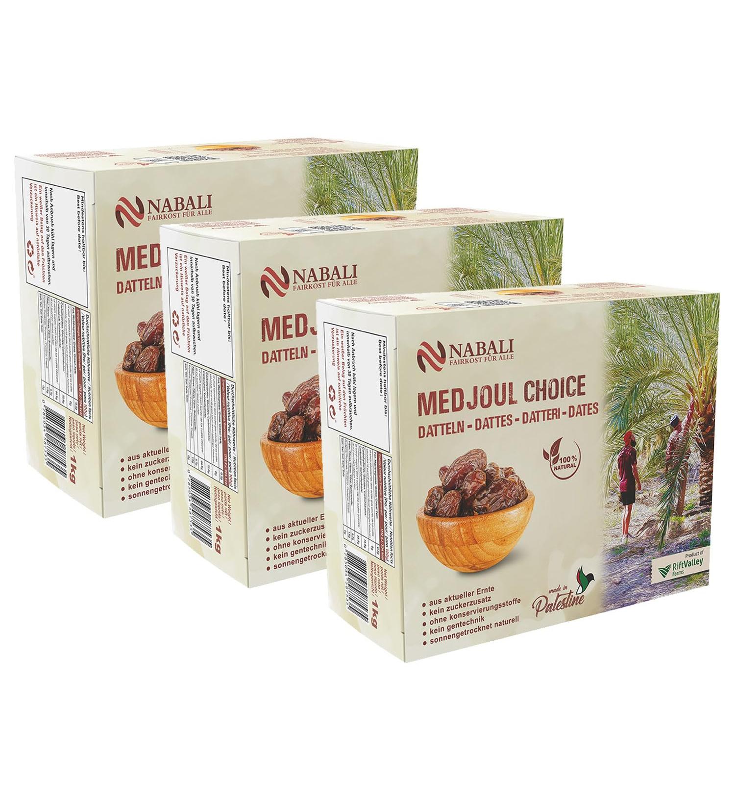 Buy NABALI FAUMAST Medjool Dates - 100% Fresh & Sweet - 3x1kg from Palestine - Premium Quality - Buy Online on GoSupps.com