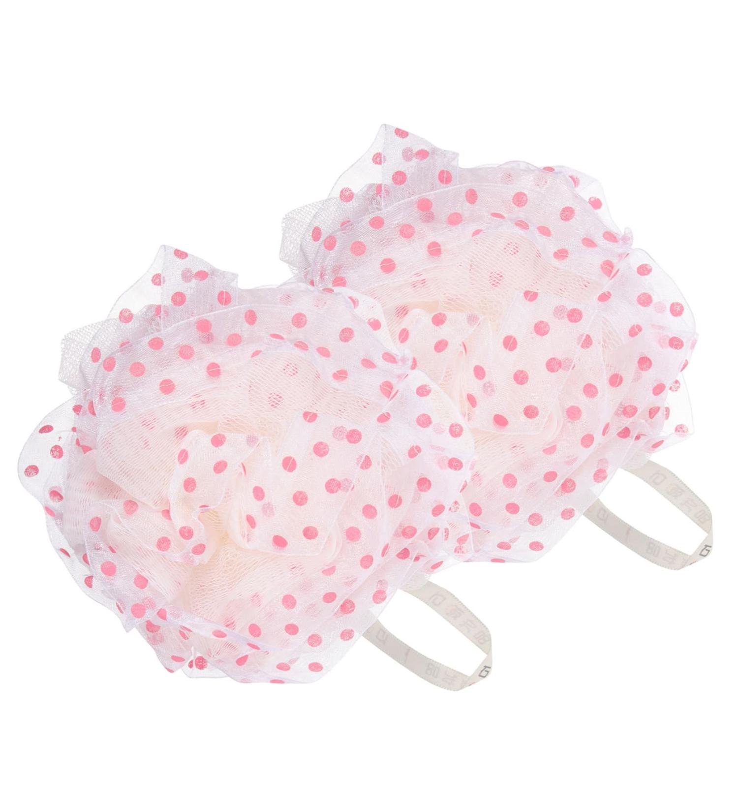 2pcs Exfoliating Bath Ball & Shower Pouf - Mesh Scrubber Sponge for Body Cleaning | Ideal for Girls - Bath Loofah Set - Buy Online on GoSupps.com