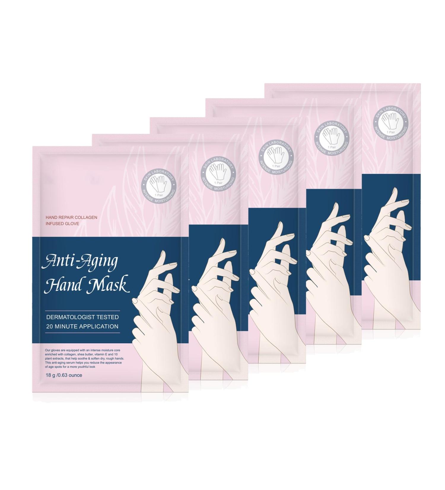 Hand Mask - 5 Pairs Moisture Gloves for Nourishing & Regenerating Hand Care | Anti-Aging & Peeling Treatment for Men & Women - Buy Online on GoSupps.com