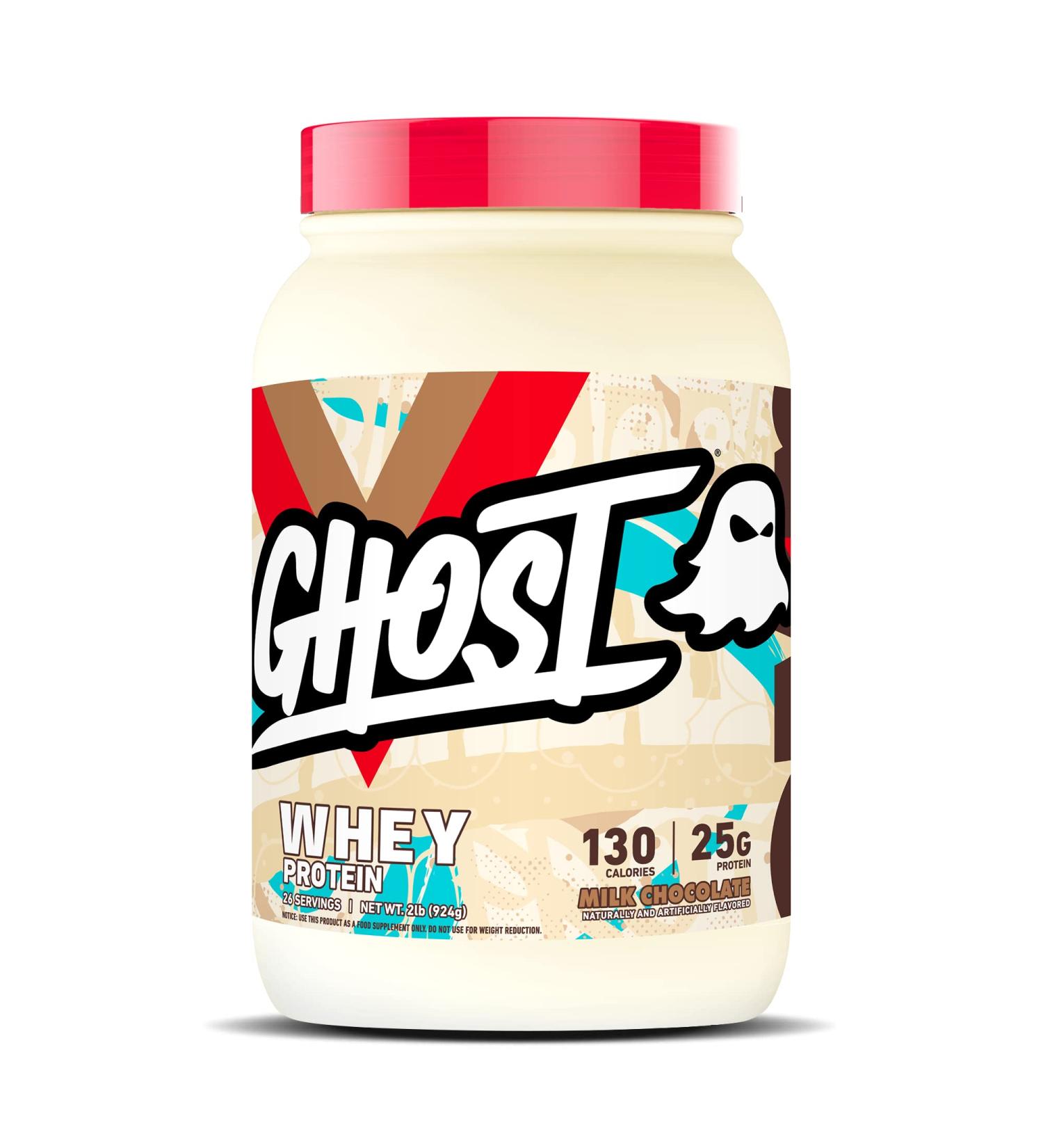 GHOST WHEY Protein Powder Milk Chocolate - 2lb | 25g Protein Blend for Post-Workout | Soy & Gluten-Free - Buy Online on GoSupps.com