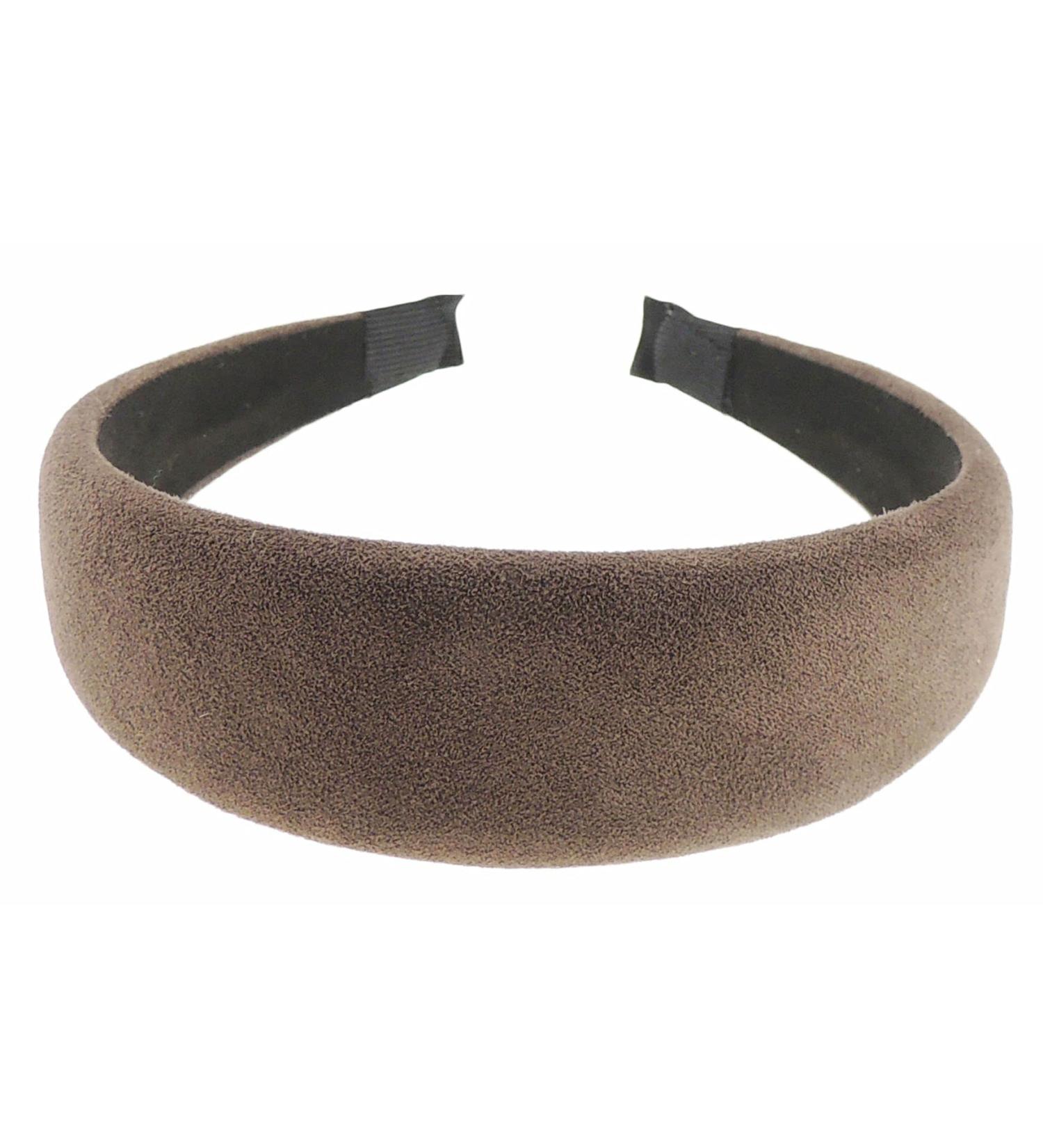 Womens Girls Occasion Wedding Bridal Party Birthday Christmas Evening Wide 4cm Slightly Padded Winter Faux Suede Vegan Hair Hairband Accessories Headband Alice Band (Chocolate)