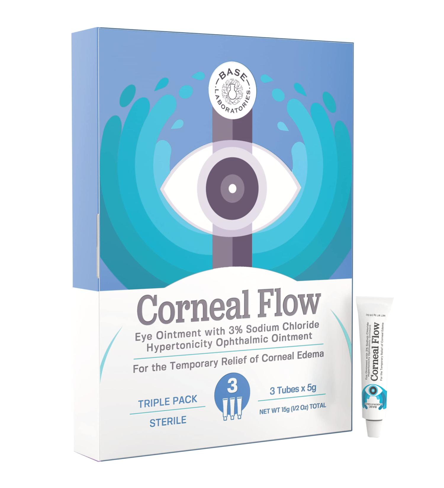 BASE LABORATORIES Corneal Edema Eye Ointment | 3% Sodium Chloride Ophthalmic | Hypertonicity Eye Drops - Triple Pack 15g - Buy Online on GoSupps.com