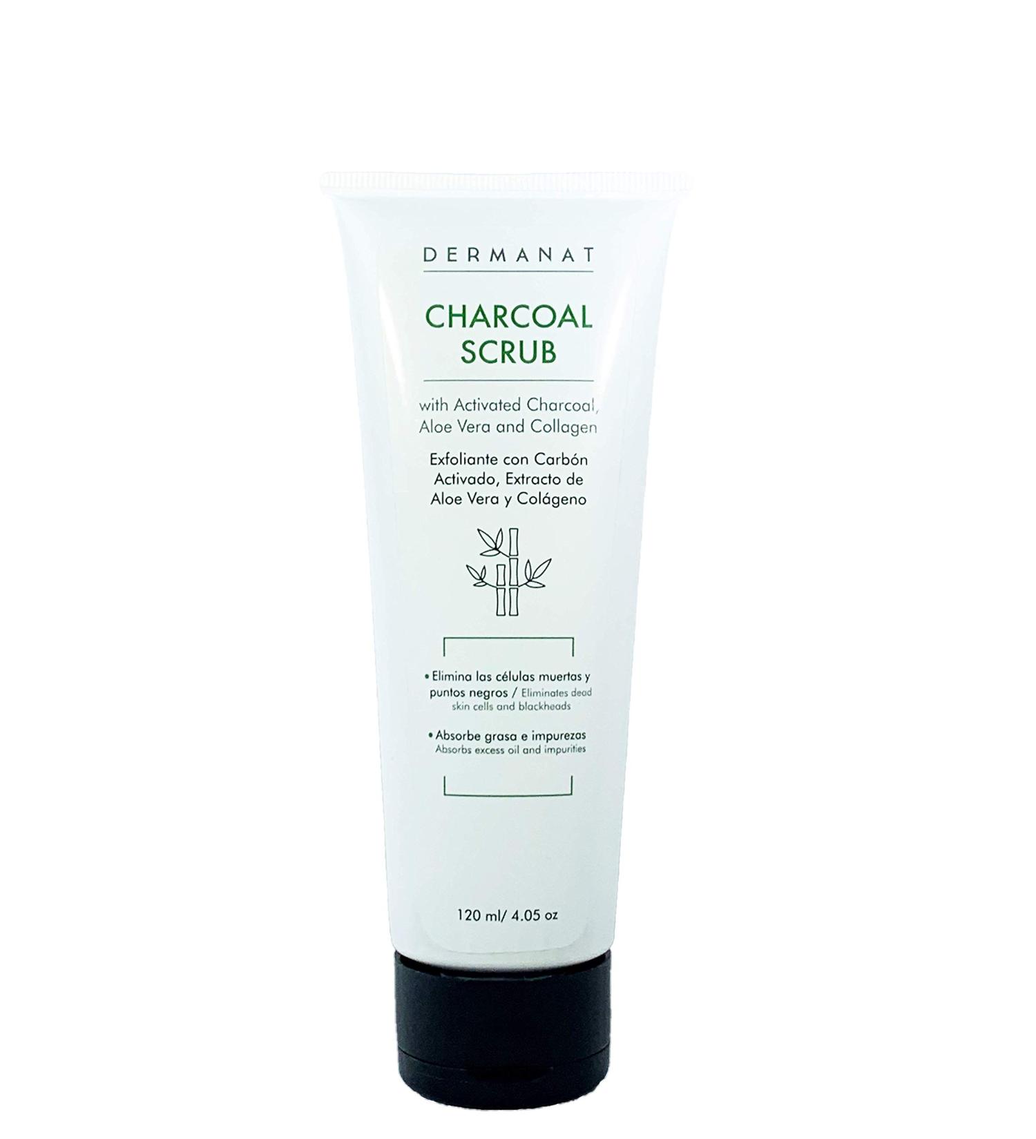 Dermanat Charcoal Scrub with Activated Charcoal Aloe Vera and Collagen | Deep Clean exfoliating scrub | For all skin types | 4 Fl Oz - Buy Online on GoSupps.com