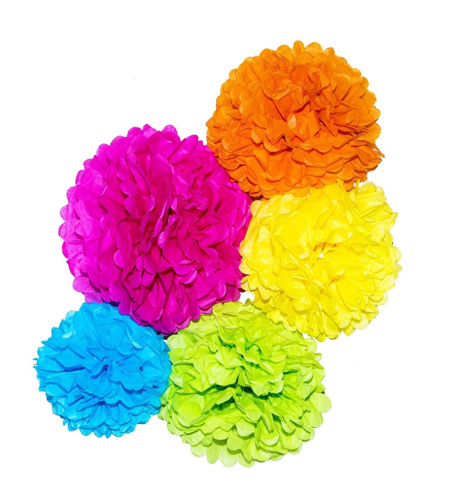 Paper Pom Poms Set - 15 Pcs of 10, 12, 14 Inch - Ideal for Wedding, Birthday, and Outdoor Decor - Buy Online on GoSupps.com