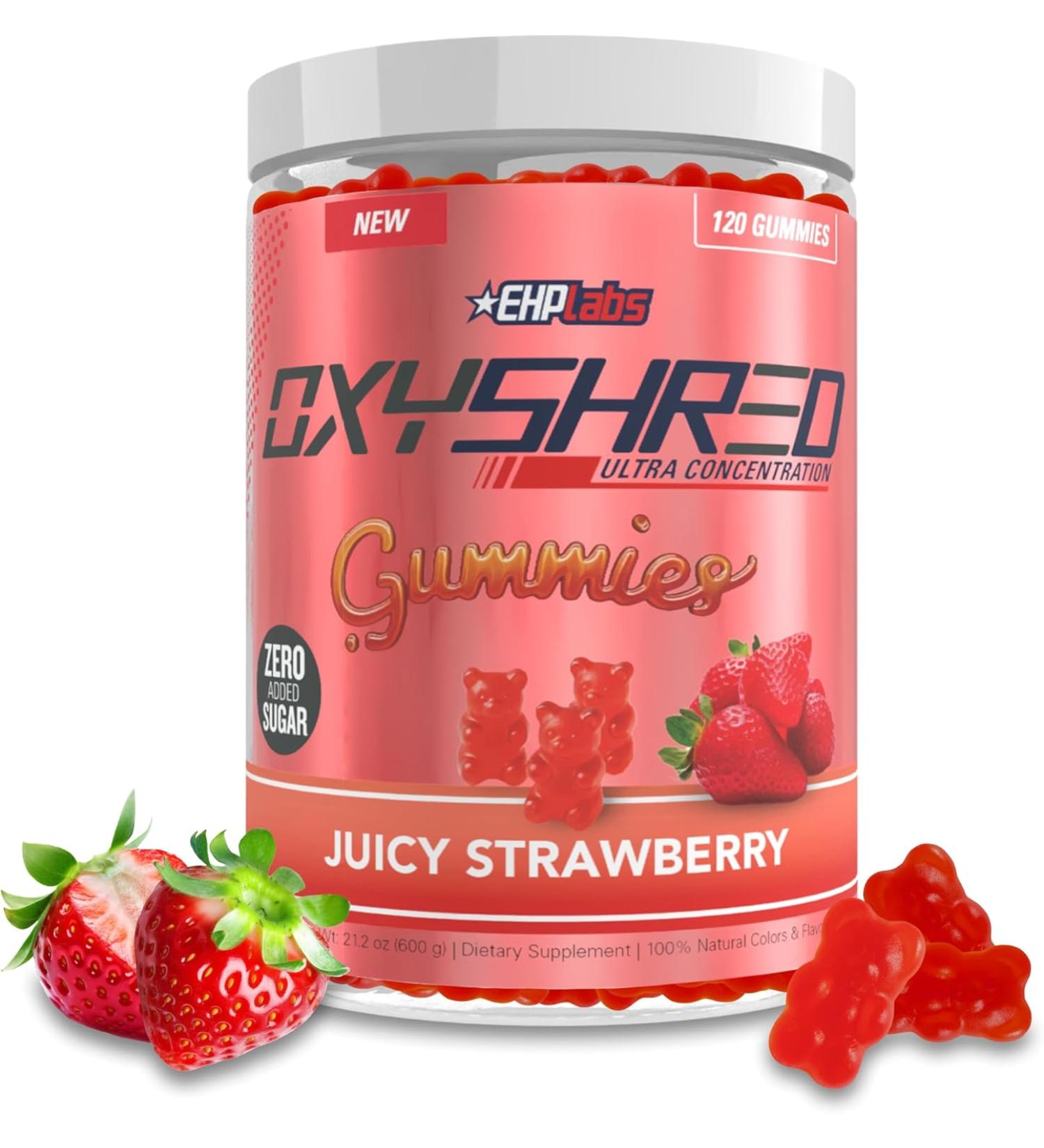 EHP Labs Pre Workout OxyShred Gummies - Strawberry - 60 Servings - Buy Online on GoSupps.com