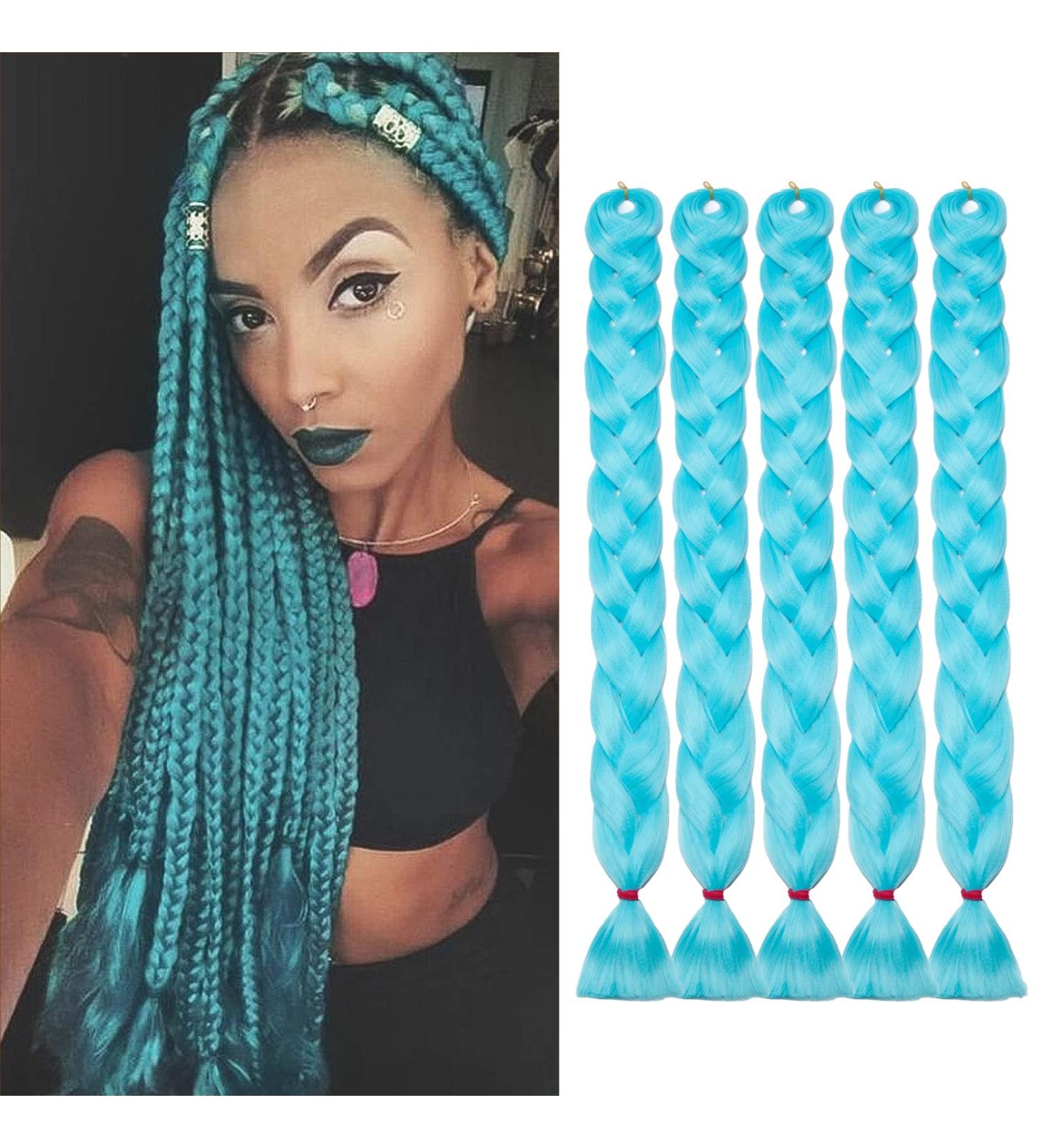 Tess 41 Jumbo Braids Extensions - Synthetic Crochet Braiding Hair 5pcs 165g/bundle 100cm Blue - International Shipping Available - Buy Online on GoSupps.com