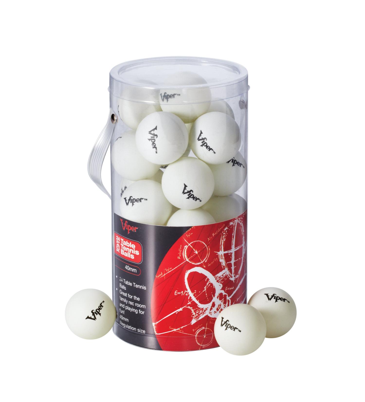 Viper Table Tennis Balls: White 40 mm Regulation Size, 2 Star Rating, 24 Pack