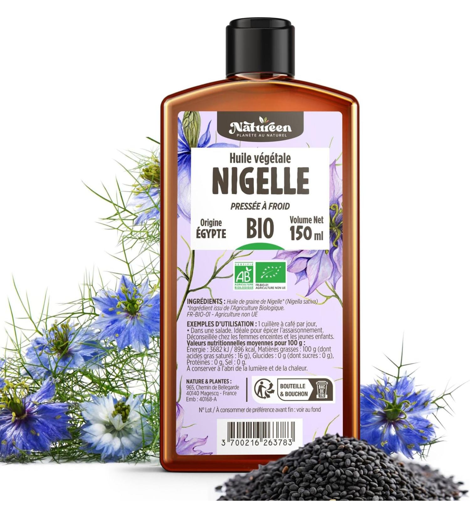 Nigelle Organic Oil 150 ml Plan te au Naturel Pure Natural and Cold Pressed Food Hair Body Nails - Buy Online on GoSupps.com