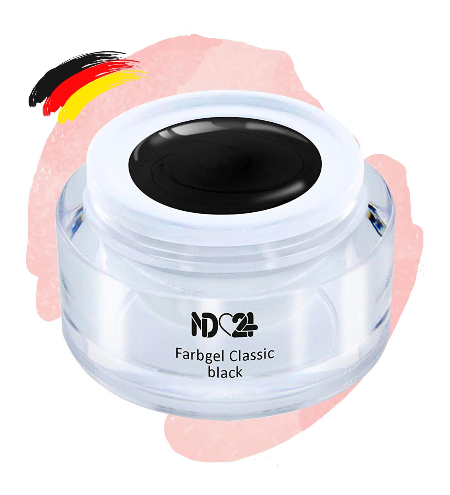ND24 NAILDESIGN Color Gel - Studio Quality UV & LED Gel for Gelails Premium High Pigmentation Vegan Made in Germany - Classic Black (5ml) - Buy Online on GoSupps.com