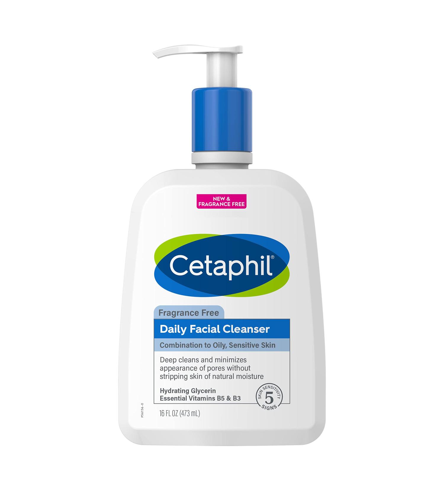 Cetaphil Daily Facial Cleanser for Sensitive & Oily Skin 16oz - Fragrance-Free & Hypoallergenic - Buy Online on GoSupps.com