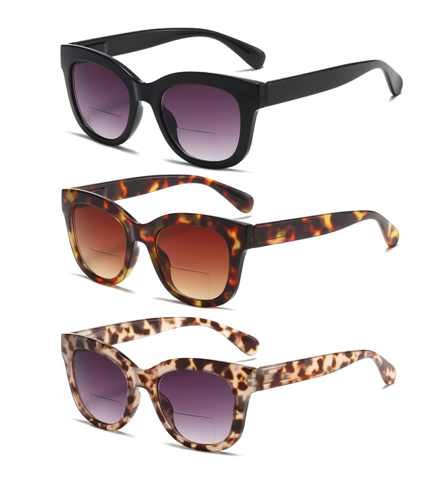 ZXYOO Bifocal Sunglasses for Women - 3 Pack UV400 Sun Readers Glasses with Spring Hinge - 2.5x Magnification - Buy Online on GoSupps.com