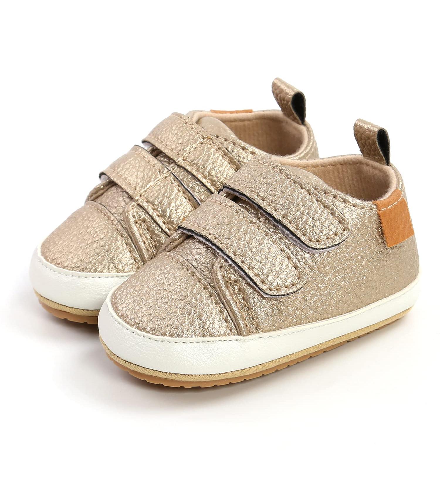 MK MATT KEELY Baby Girl First Walking Shoes - Anti-Slip Soft PU Leather Sneakers (Gold, 6-12 Months) - Buy Online on GoSupps.com
