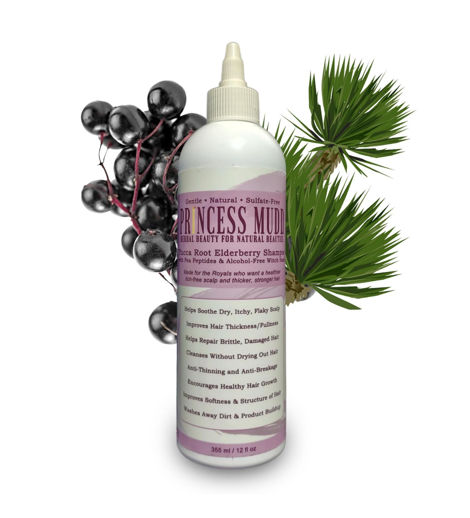 Yucca Root & Elderberry Shampoo - Gentle Sulfate-Free Scalp Treatment for Hair Growth | Reduce Hair Fall - 12 oz - Buy Online on GoSupps.com