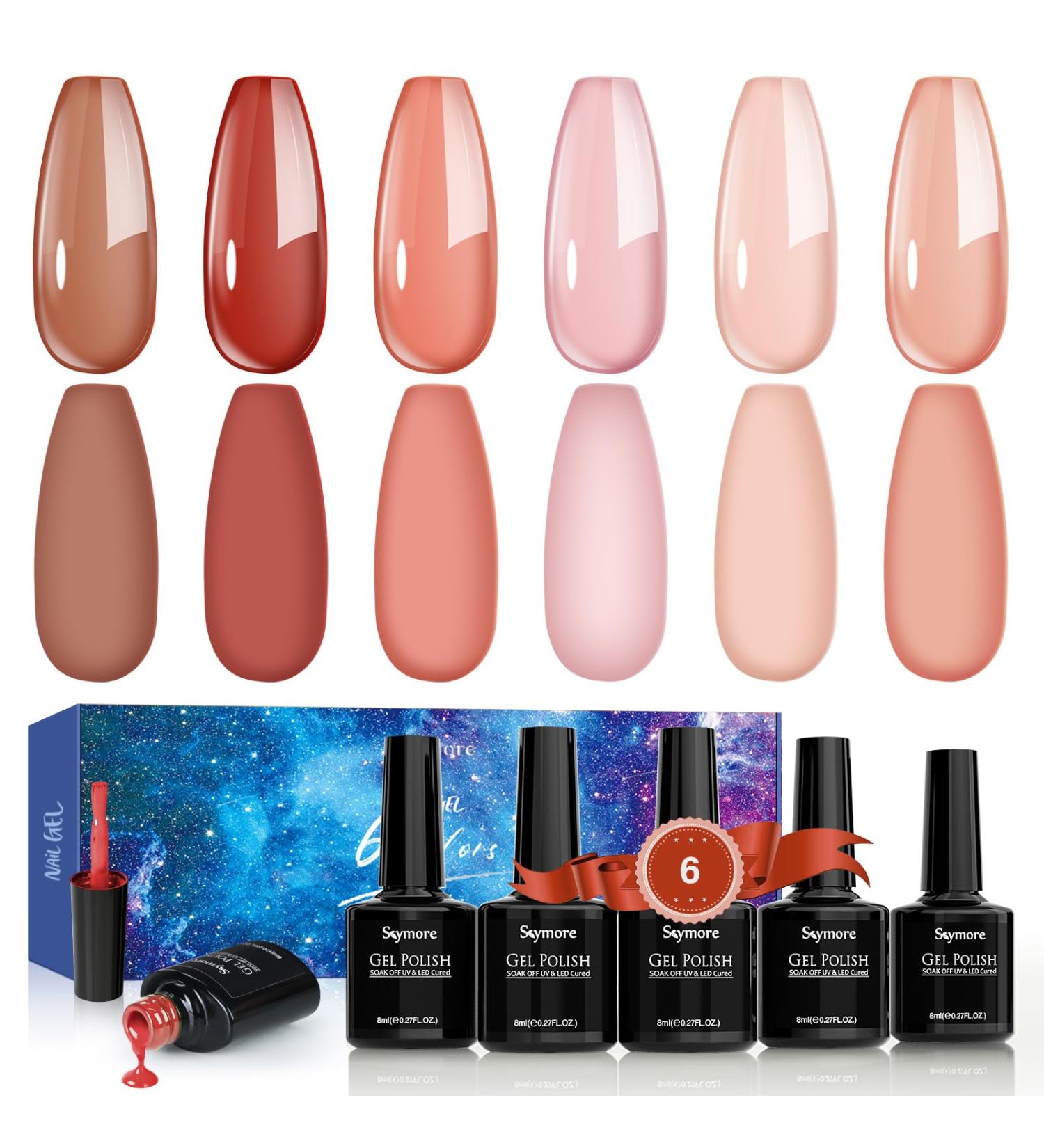 Skymore UV Nail Polish Gel Nail Polish UV Varnishes for Nails 8 ml Gel Nail Polish for UV Lamp 6 Colours UV Gel Nail Polish Nude Pink Gel Polish Gel Polish Ideal Nail Polish Gift for Women - Buy Online on GoSupps.com