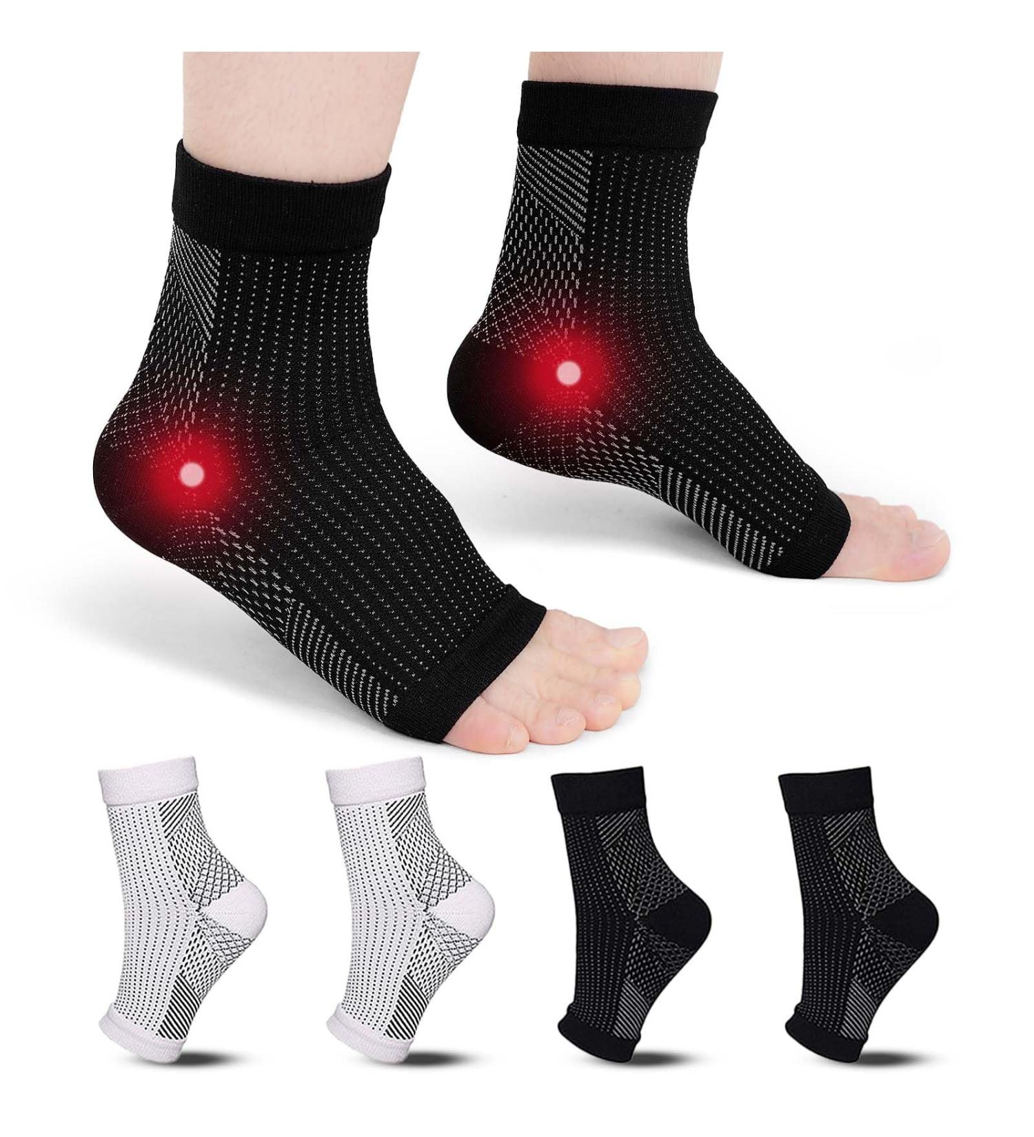 ZFSOCK Plantar Fasciitis Support Socks - Ankle Brace Compression Foot Sleeve for Pain Relief - 4 Pairs XXL Black+White - Buy Online on GoSupps.com