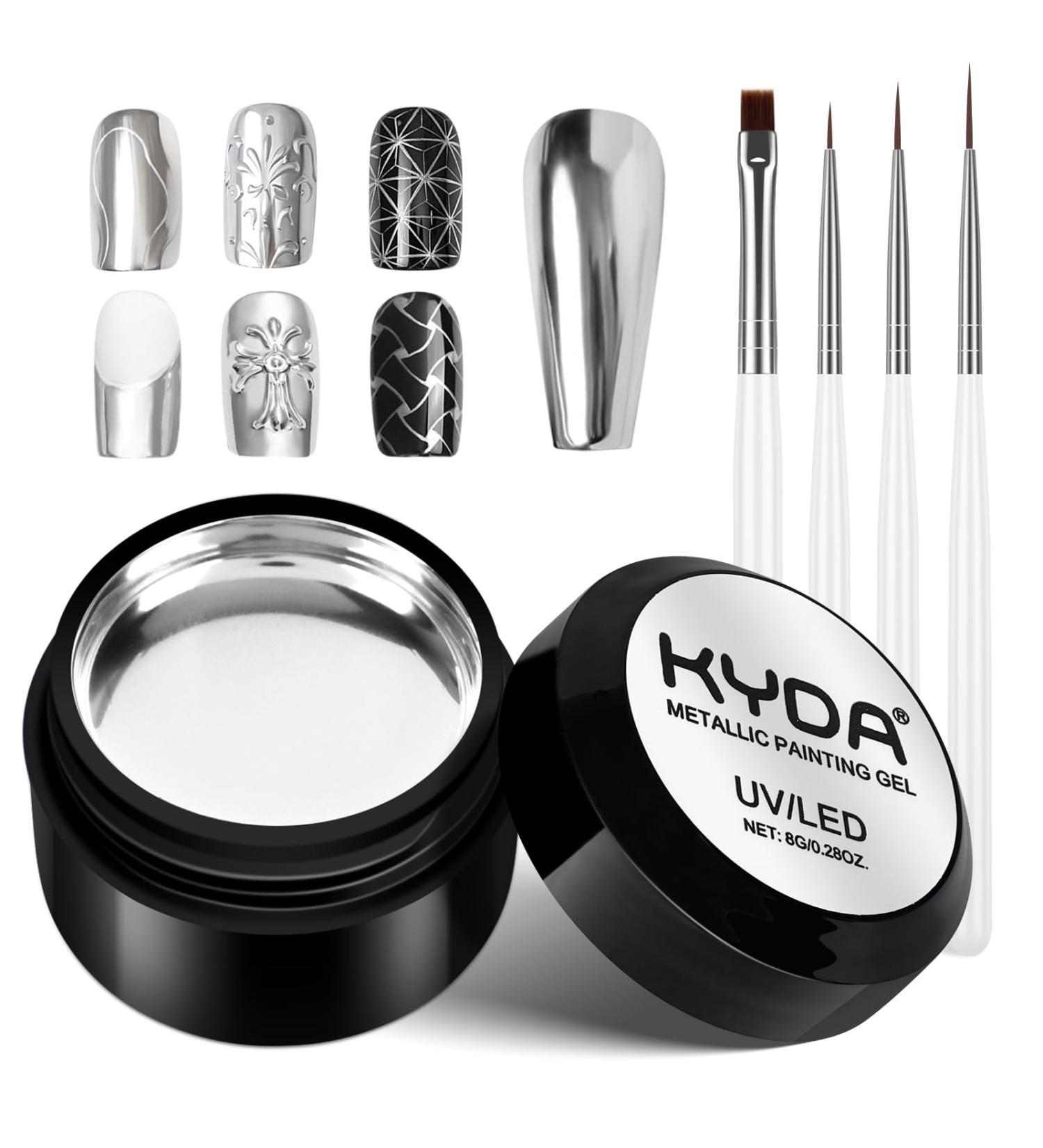 KYDA Silver Chrome Nail Polish Gel - Reflective Metallic Mirror Effect High Gloss Shine Soak Off UV LED - Premium DIY Nail Art - Buy Online on GoSupps.com