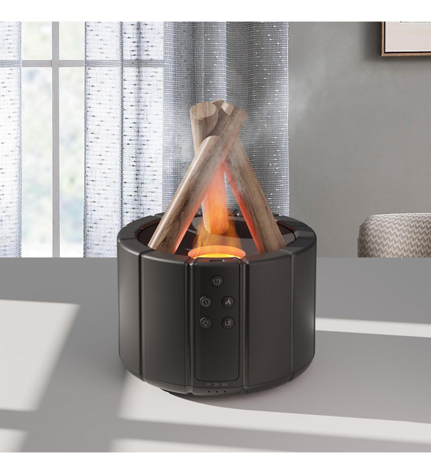 Campfire Flame Diffuser - 250ml Aromatherapy Humidifier with Remote Control | Essential Oil Diffuser for Home Bedroom & Office | Auto Shut-Off & Night Light - Perfect Gift (Black - Buy Online on GoSupps.com