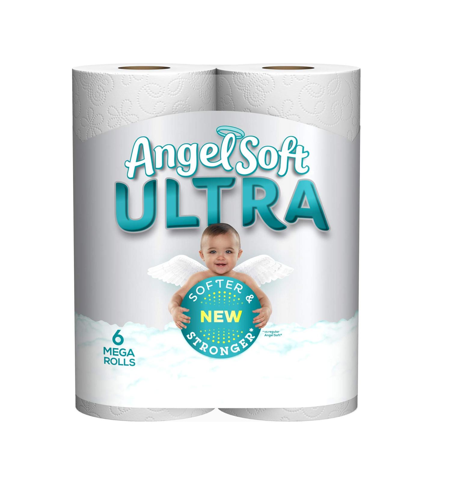 Angel Soft Ultra Toilet Paper - 6 Mega Rolls, 2-Ply Bath Tissue - Buy Online on GoSupps.com