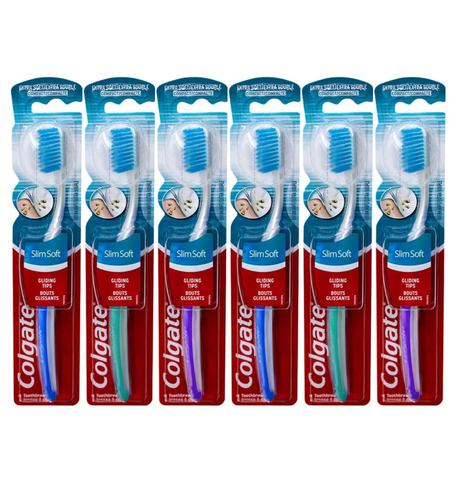 Colgate Slimsoft Toothbrush Pack of 6 - Ultra-Soft Bristles for Gentle Cleaning | International Shipping Available - Buy Online on GoSupps.com