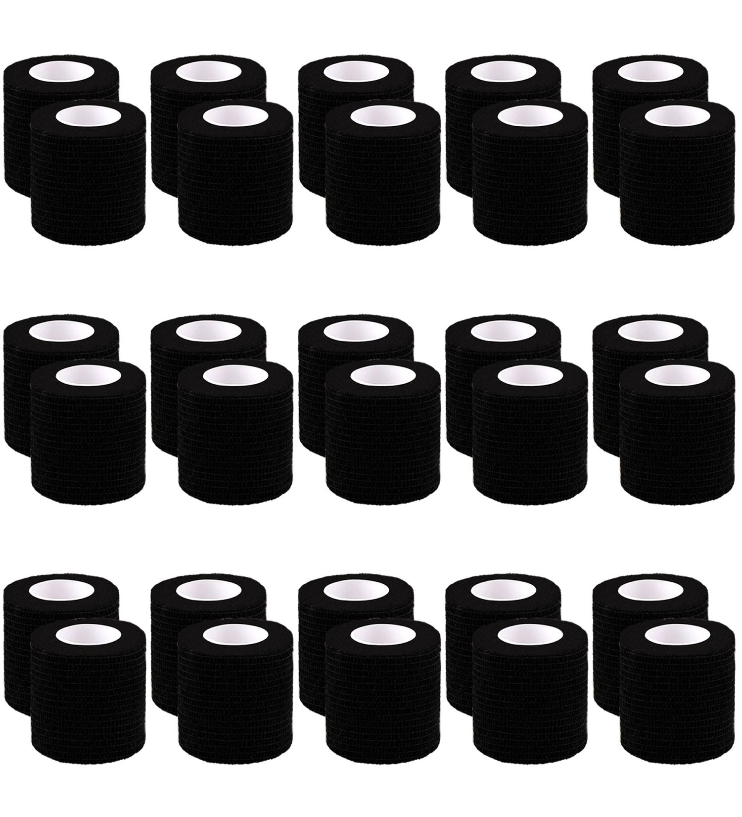 BQTQ 30 Rolls Self Adherent Wrap Stretch Bandages - 2 Inch Black Self Adhesive Bandage Tape for Wrist Ankle Sprains - Buy Online on GoSupps.com