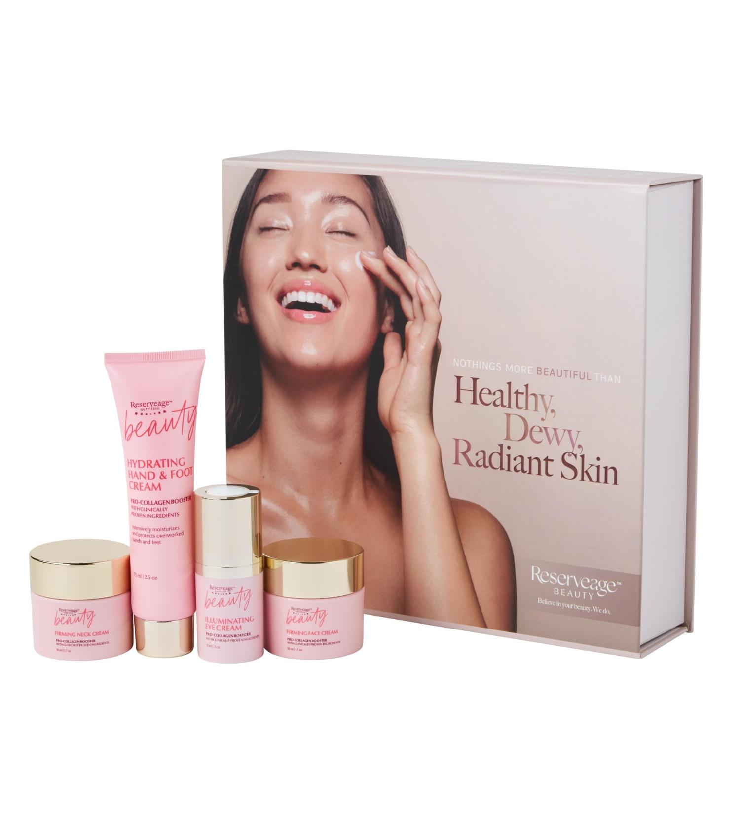 Reserveage Collagen Boosting Skincare Bundle - Includes Age-Defying Face Cream, Eye Cream, Hand & Foot Cream & Neck Cream for Women - Buy Online on GoSupps.com
