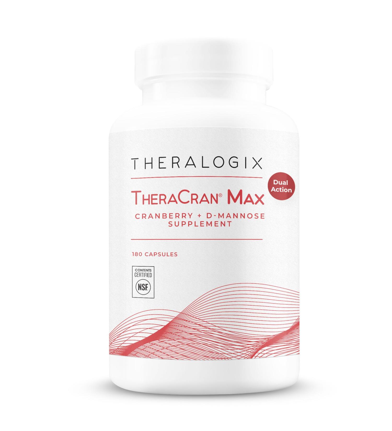Theralogix TheraCran Max - Cranberry + D-Mannose Supplement for Men & Women - Urinary Tract Health Support - 90-Day Supply - NSF Certified - 180 Capsules - Buy Online on GoSupps.com
